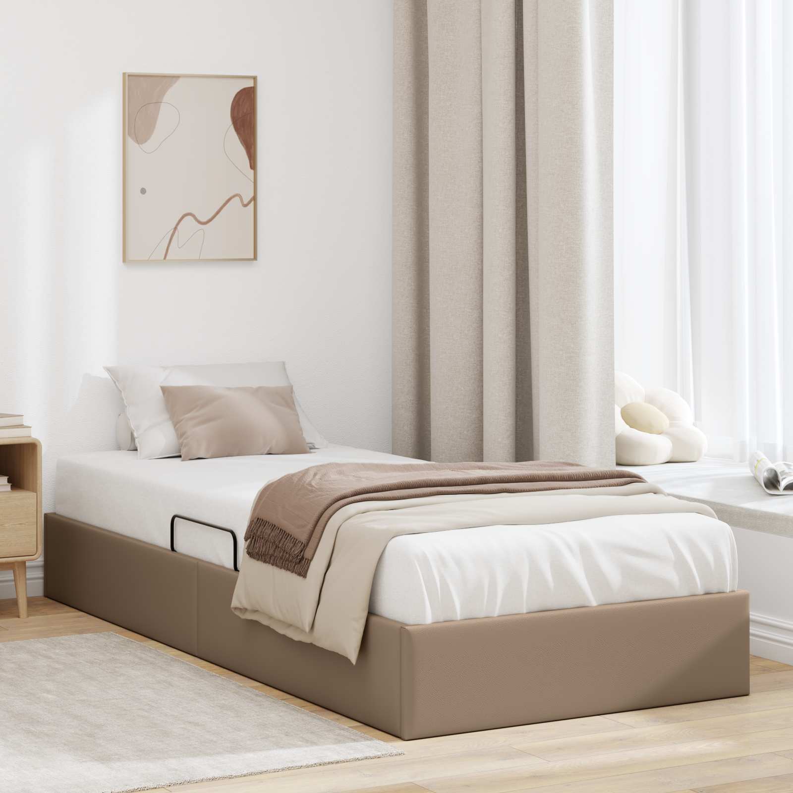 Ottoman Bettgestell Cappuccino 90 x 190 cm Kunstleder