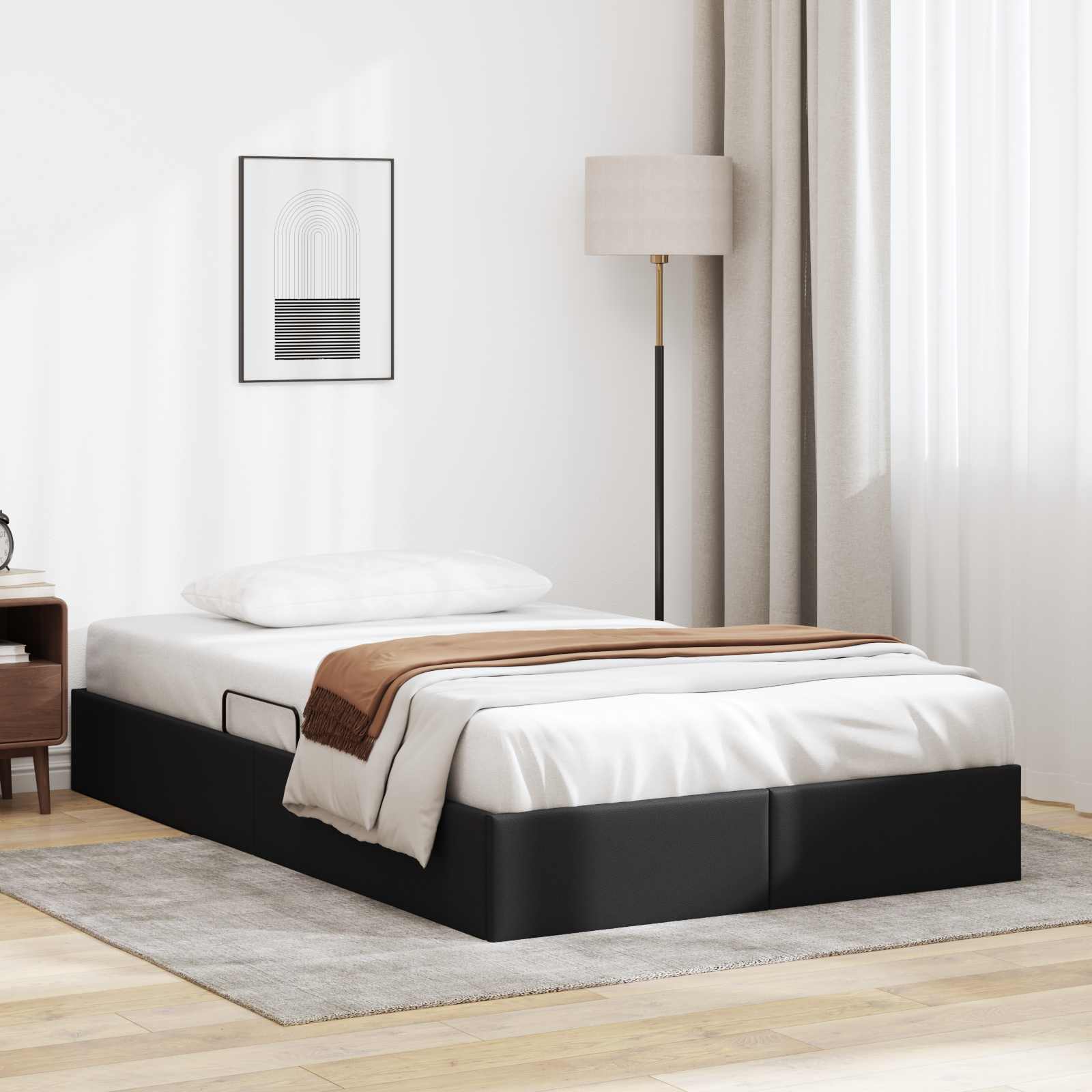 Ottoman Bettgestell Schwarz 120 x 200 cm Kunstleder