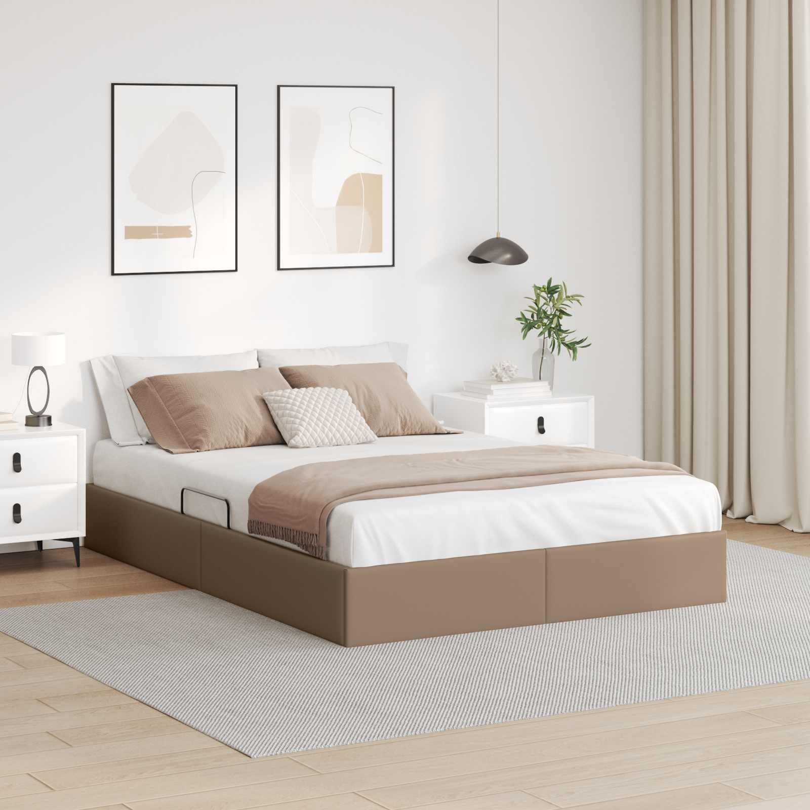 Ottoman Bettgestell Cappuccino 140 x 200 cm Kunstleder