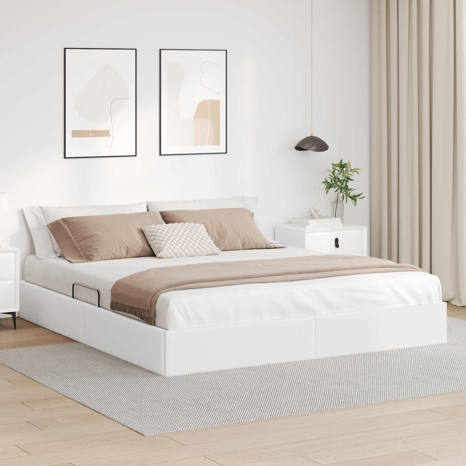 Ottoman Bettgestell Reinweiß 180 x 200 cm Kunstleder