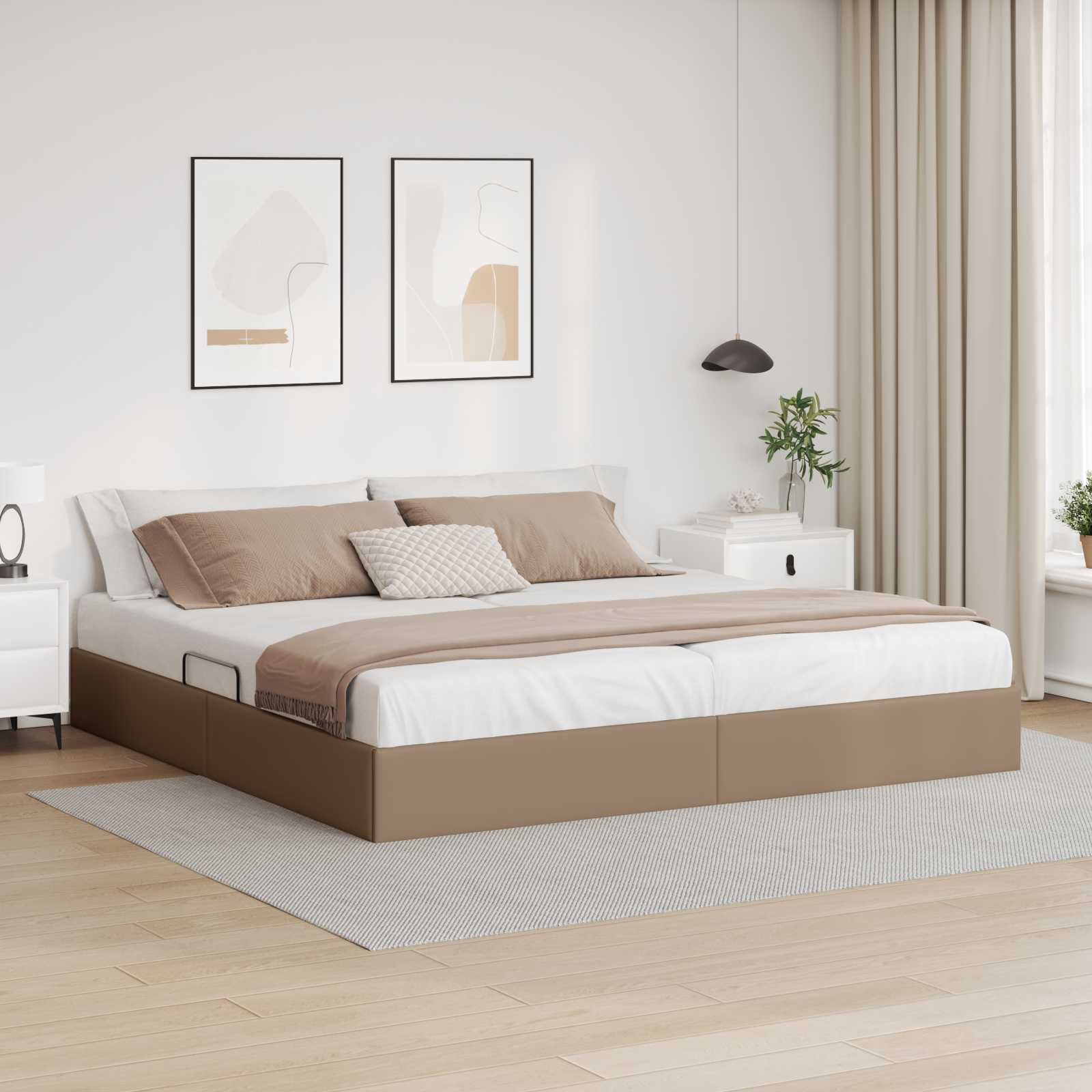 Ottoman Bettgestell Cappuccino 200 x 200 cm Kunstleder