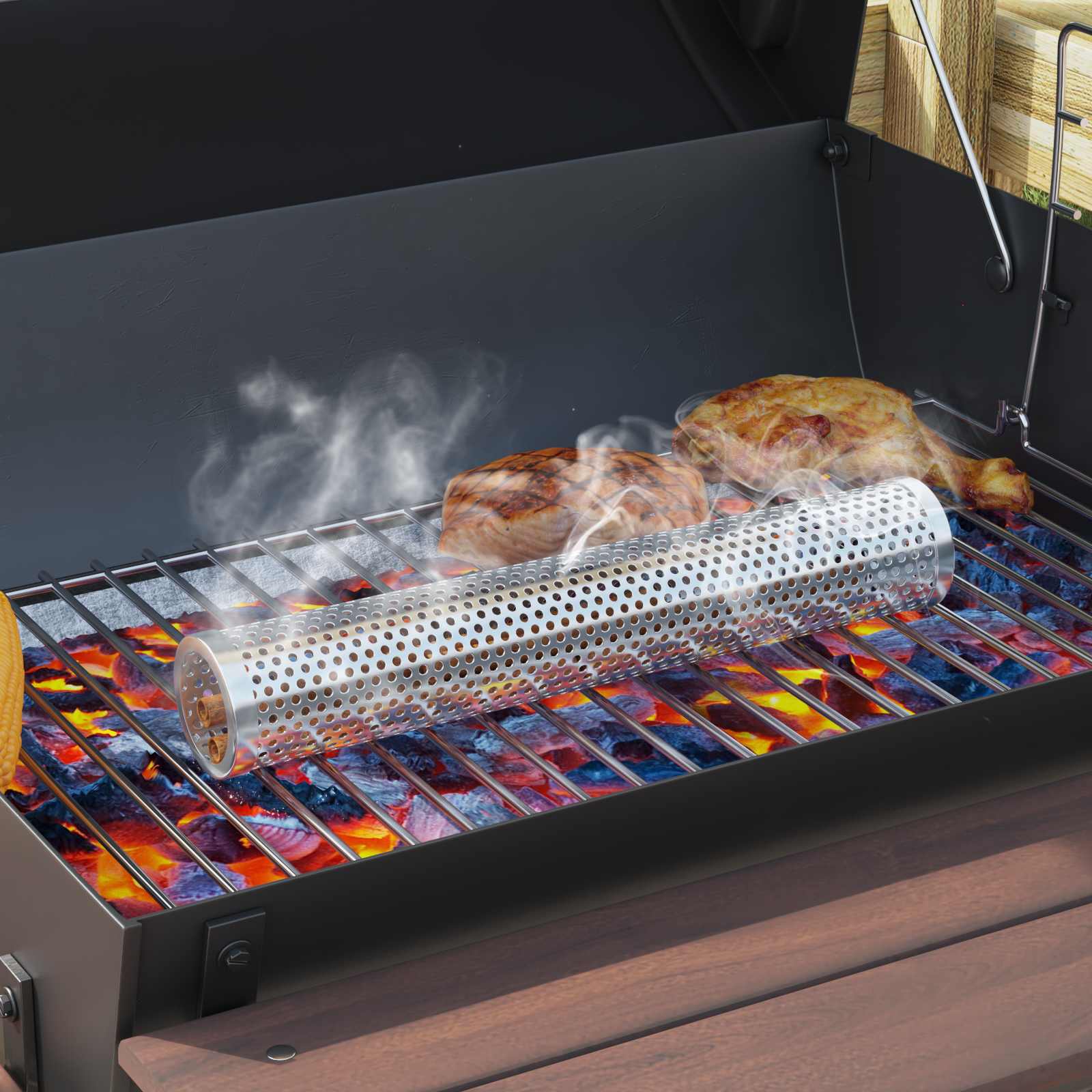 Outdoor Grill 103 x 60 x 113 cm Stahl Schwarz