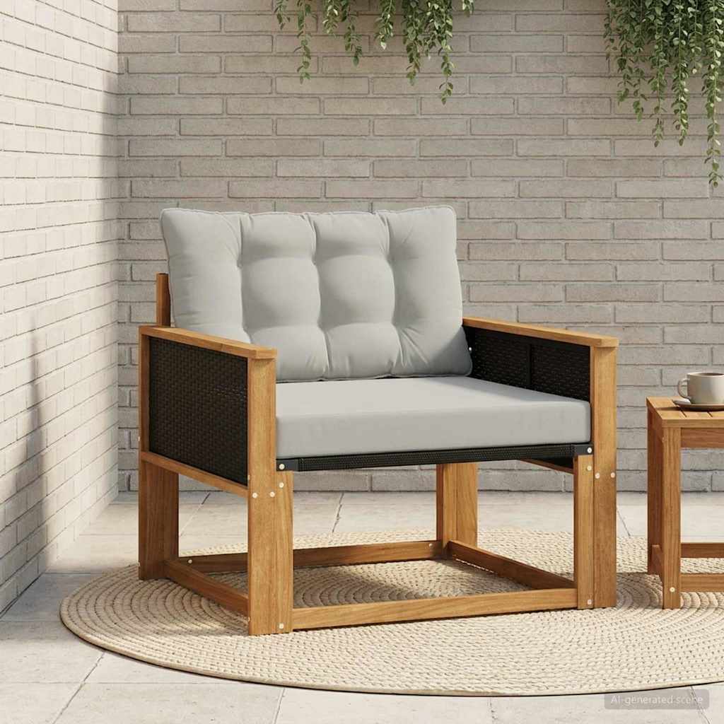 Outdoor Mittelsofa Massives Akazienholz und Textilene Natur