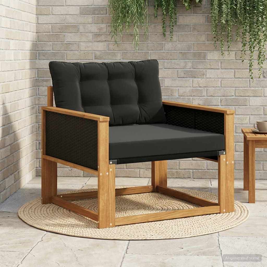 Outdoor Mittelsofa Massives Akazienholz und Textilene Natur