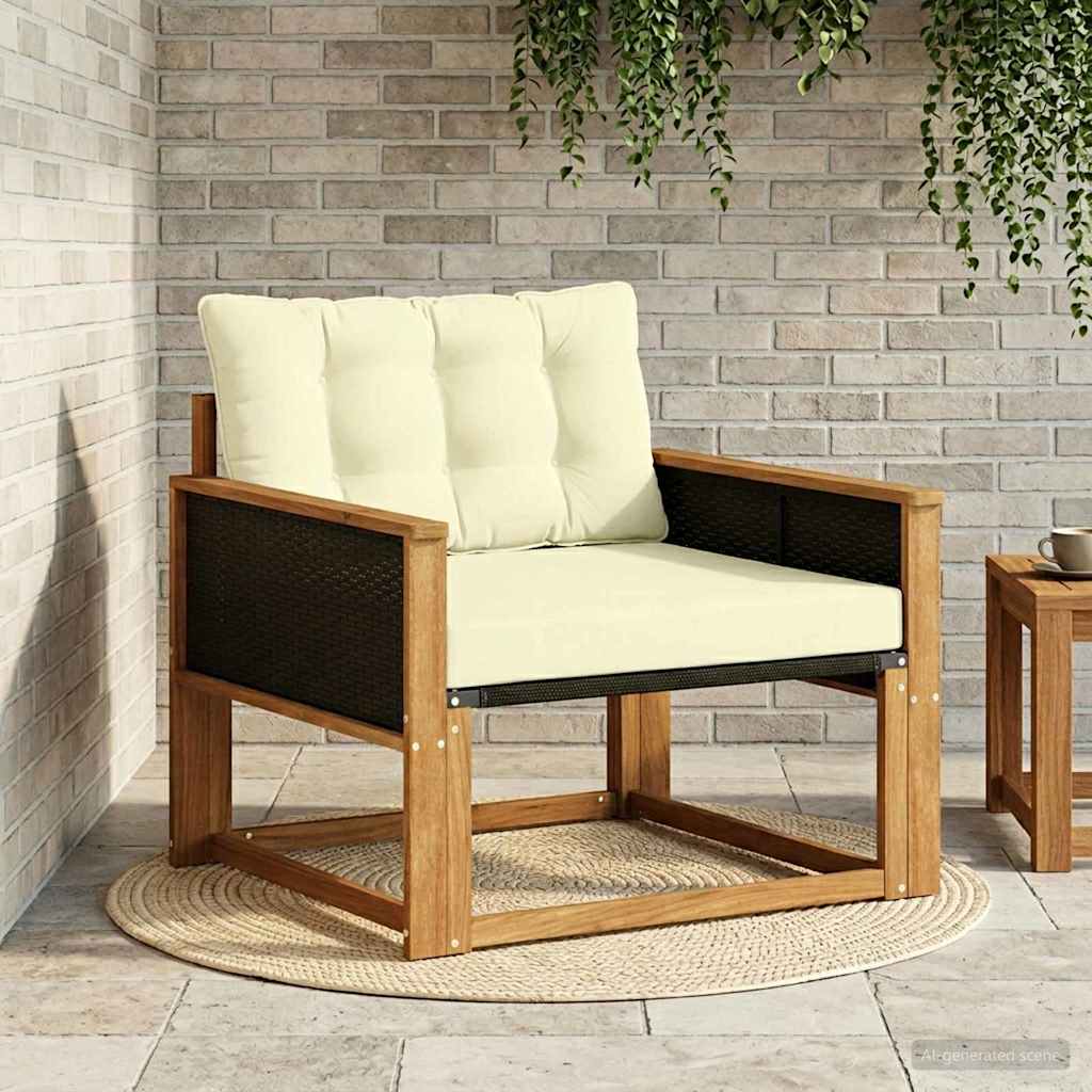 Outdoor Mittelsofa Massives Akazienholz und Textilene Natur