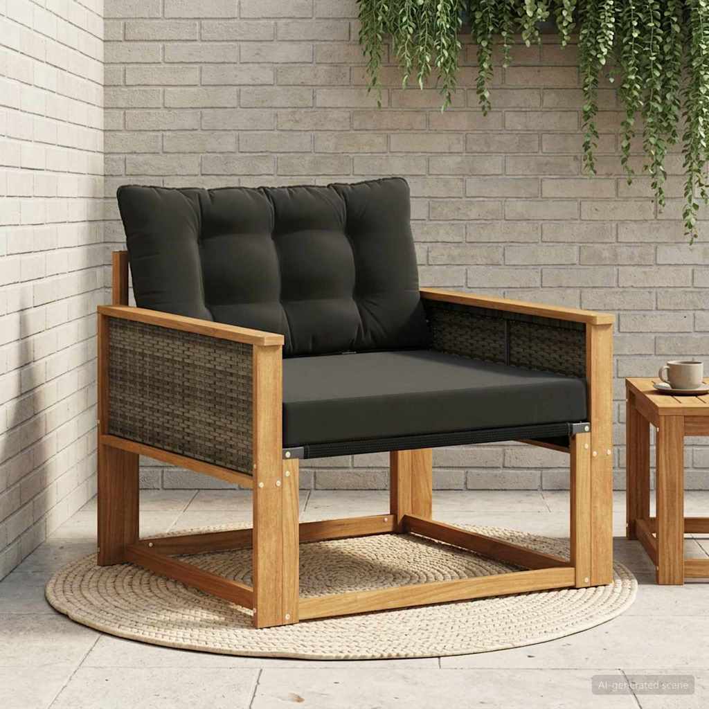 Outdoor Mittelsofa Massives Akazienholz und Textilene Natur