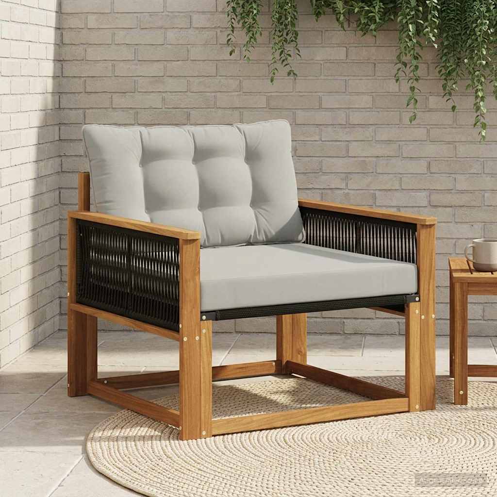 Outdoor Mittelsofa Massives Akazienholz und Textilene Natur