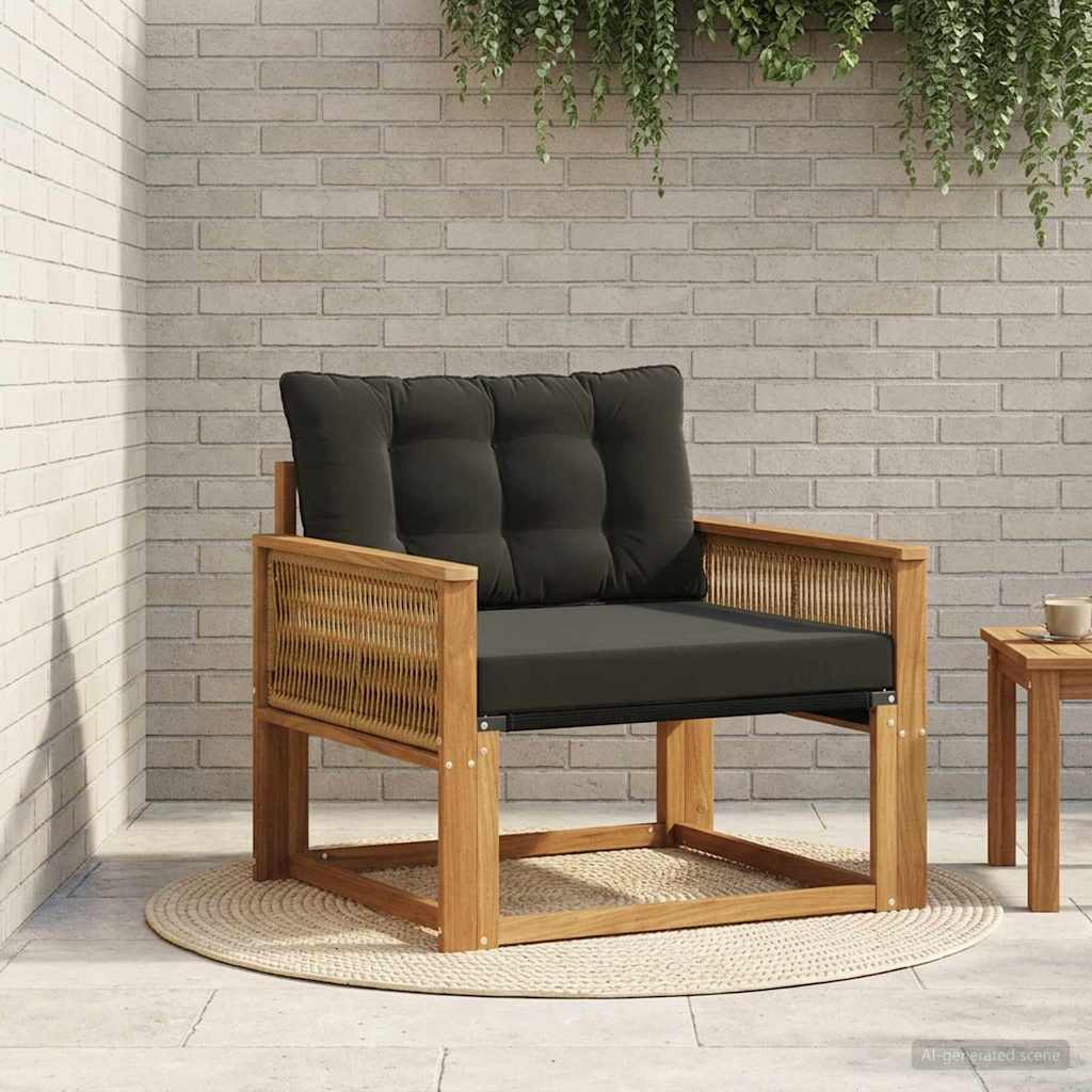 Outdoor Mittelsofa Massives Akazienholz und Textilene Natur