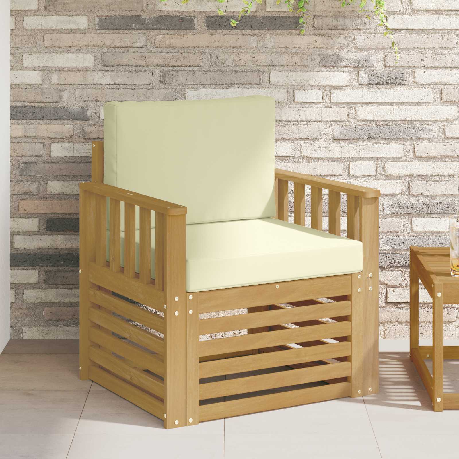2 Stück Outdoor-Sofagarnitur Polyester Weiß und Creme