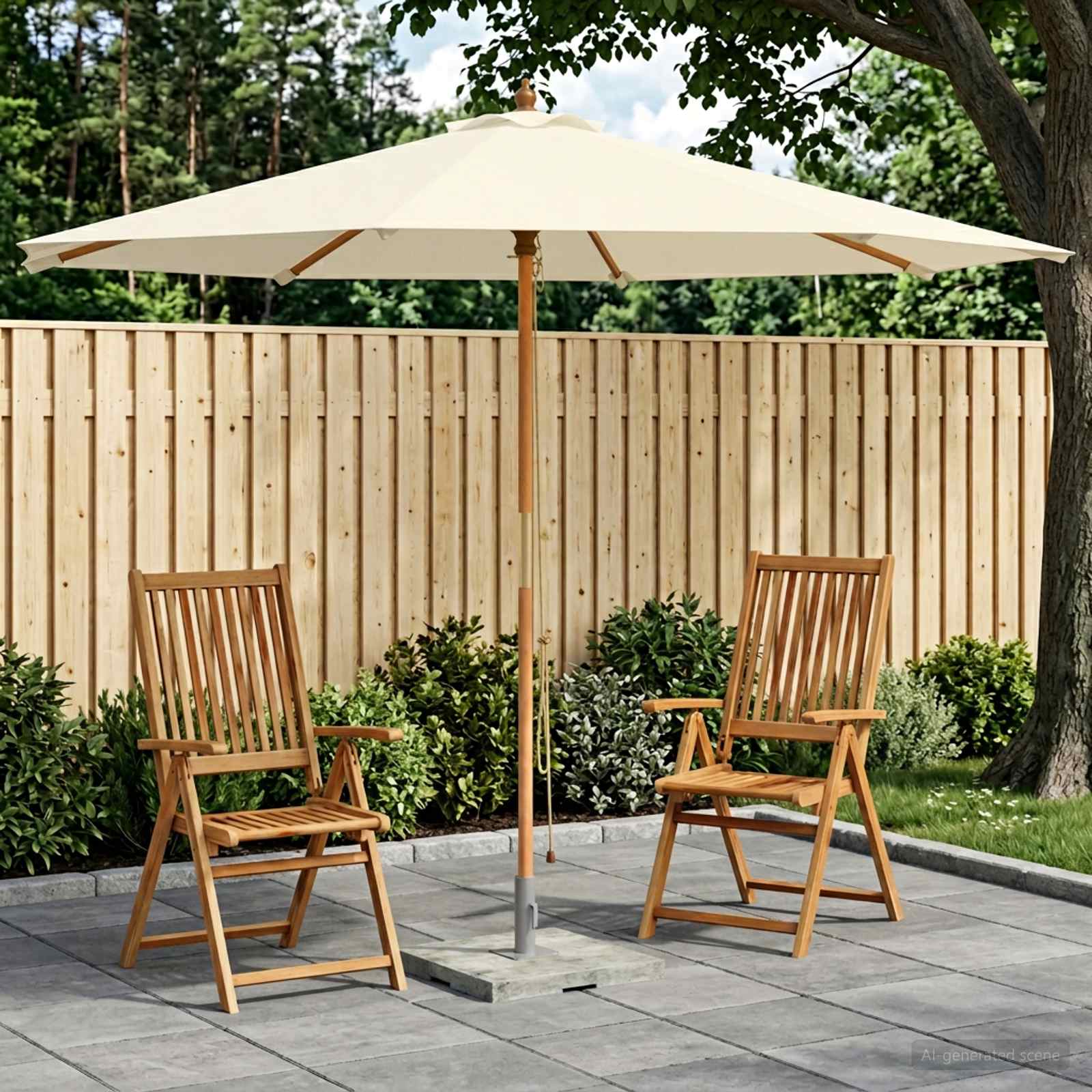 Gartensonnenschirm Ø 300 x 248 cm Massives Eukalyptus Holz