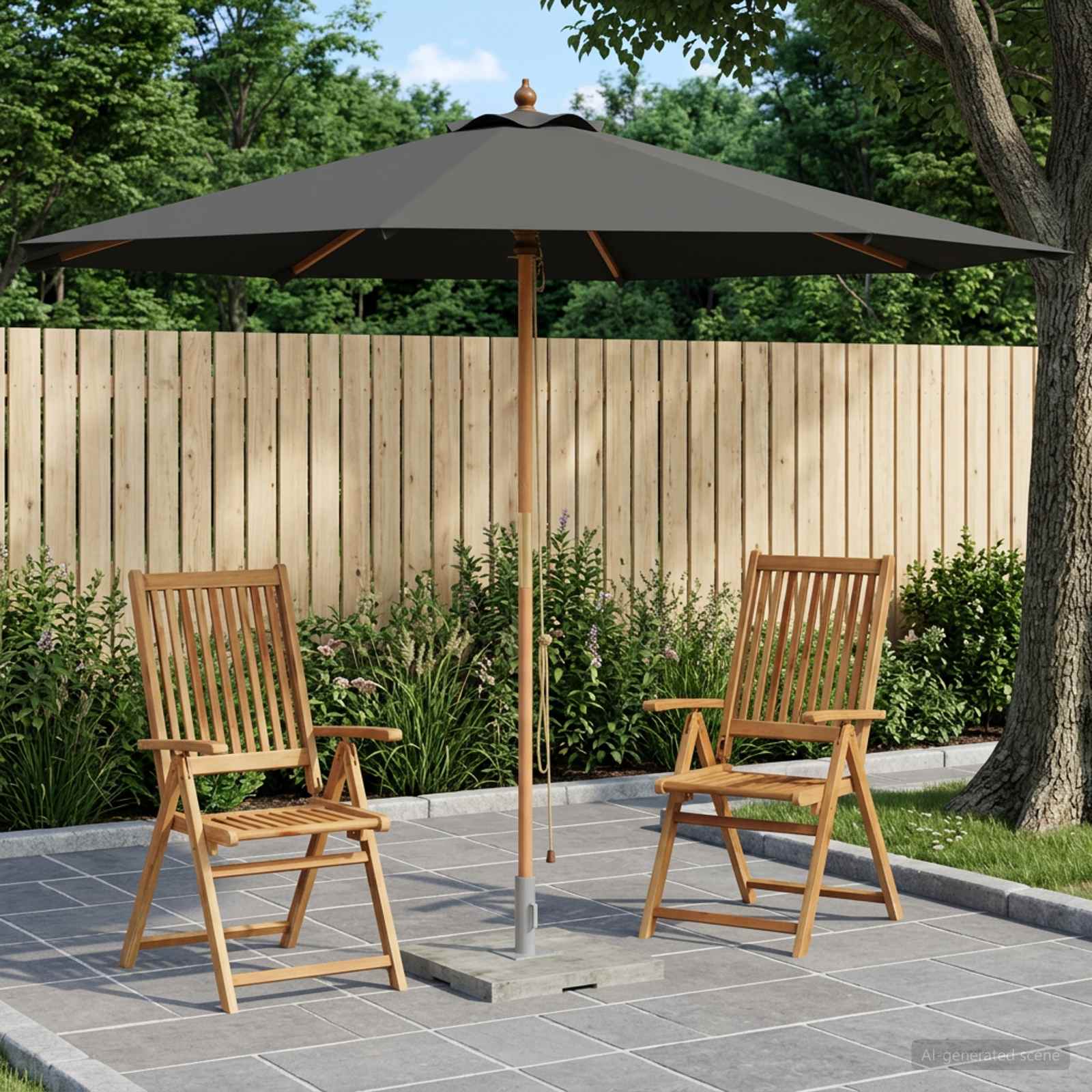 Gartensonnenschirm Ø 300 x 248 cm Massives Eukalyptus Holz