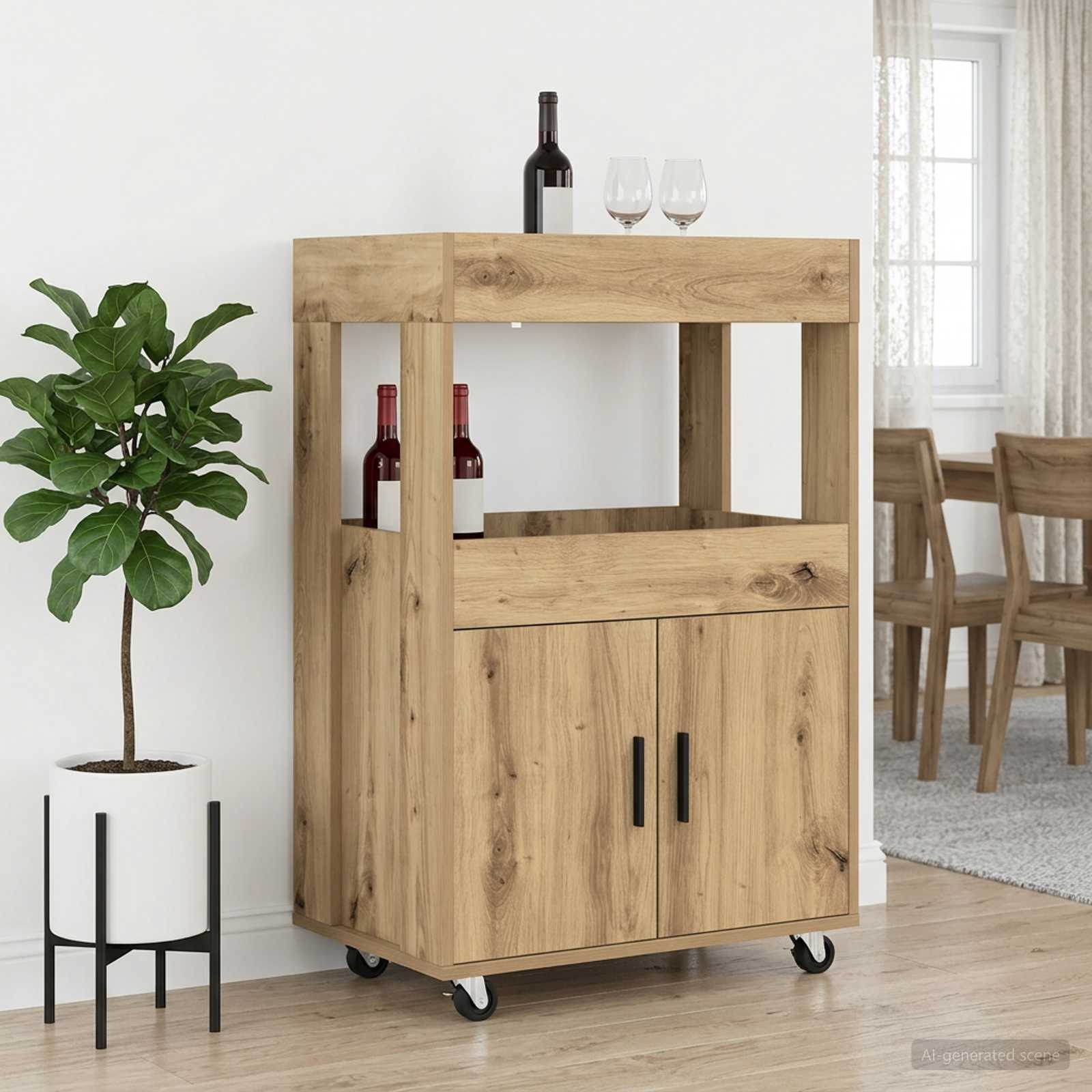 Barwagen Artisan-Eiche 60 x 39,5 x 89 cm Holzwerkstoff