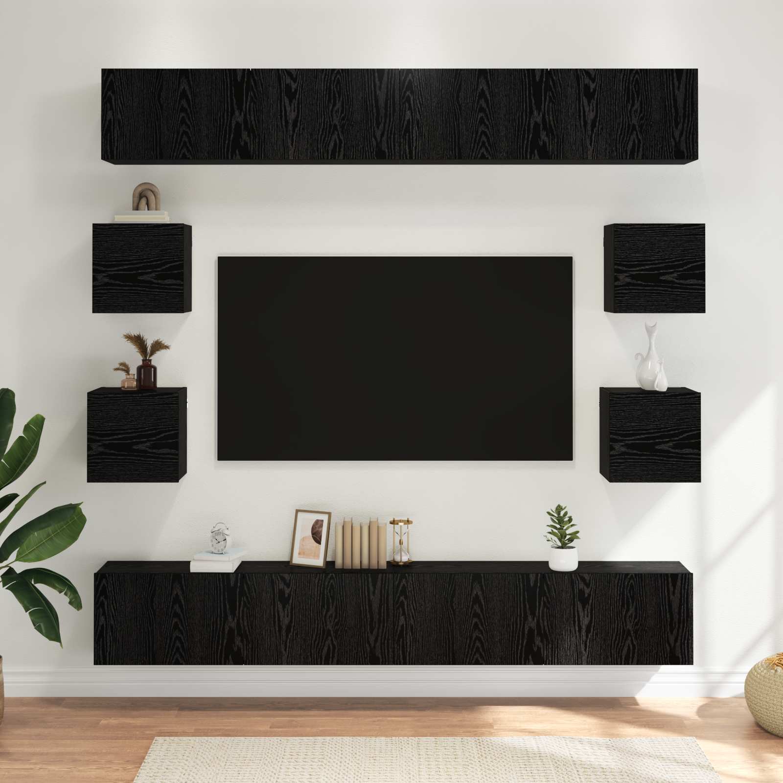 TV-Schrankset 8 stk. Schwarze Eiche Holzwerkstoff