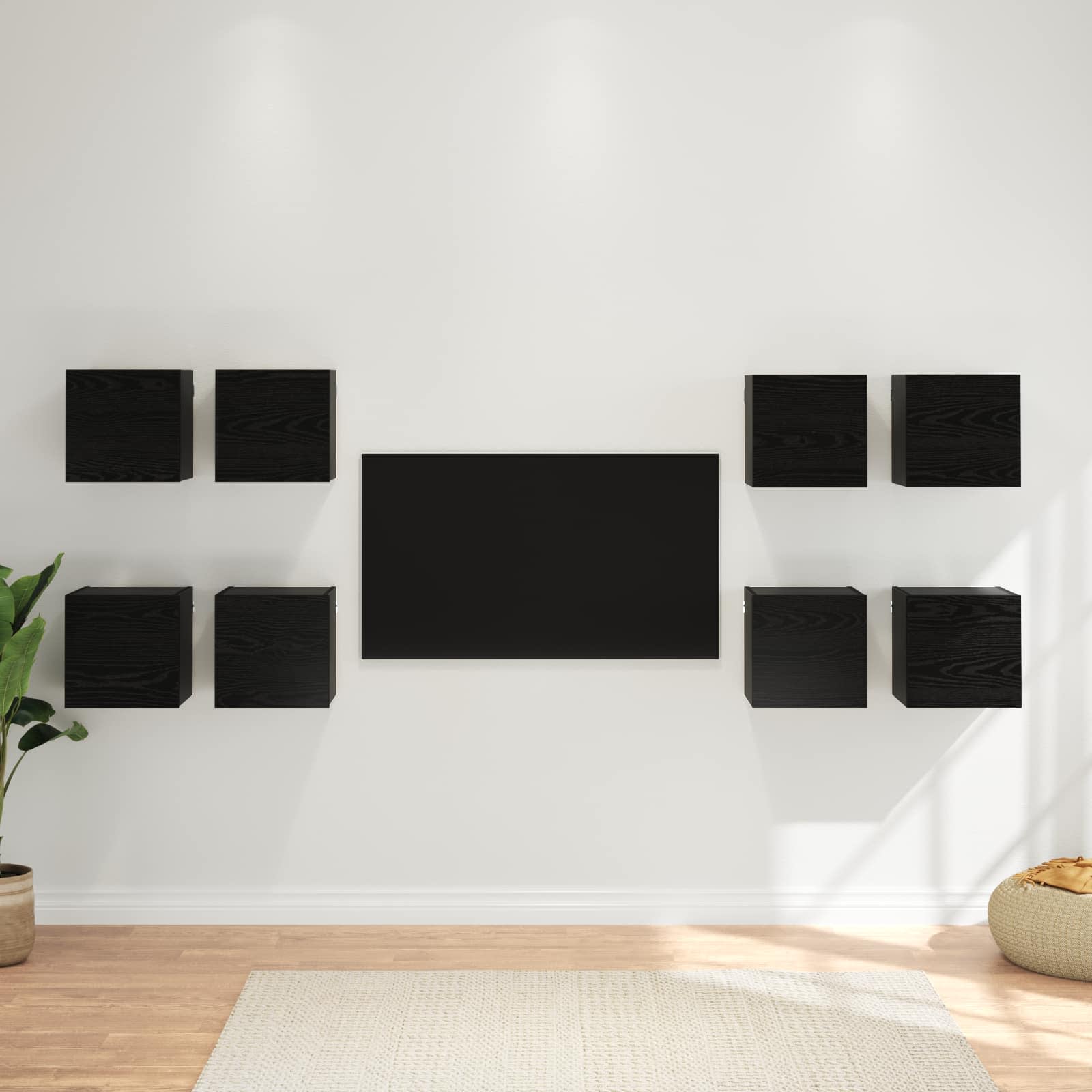 Wandmontiertes TV-Regal 8 stk. Schwarz Eichen-Optik