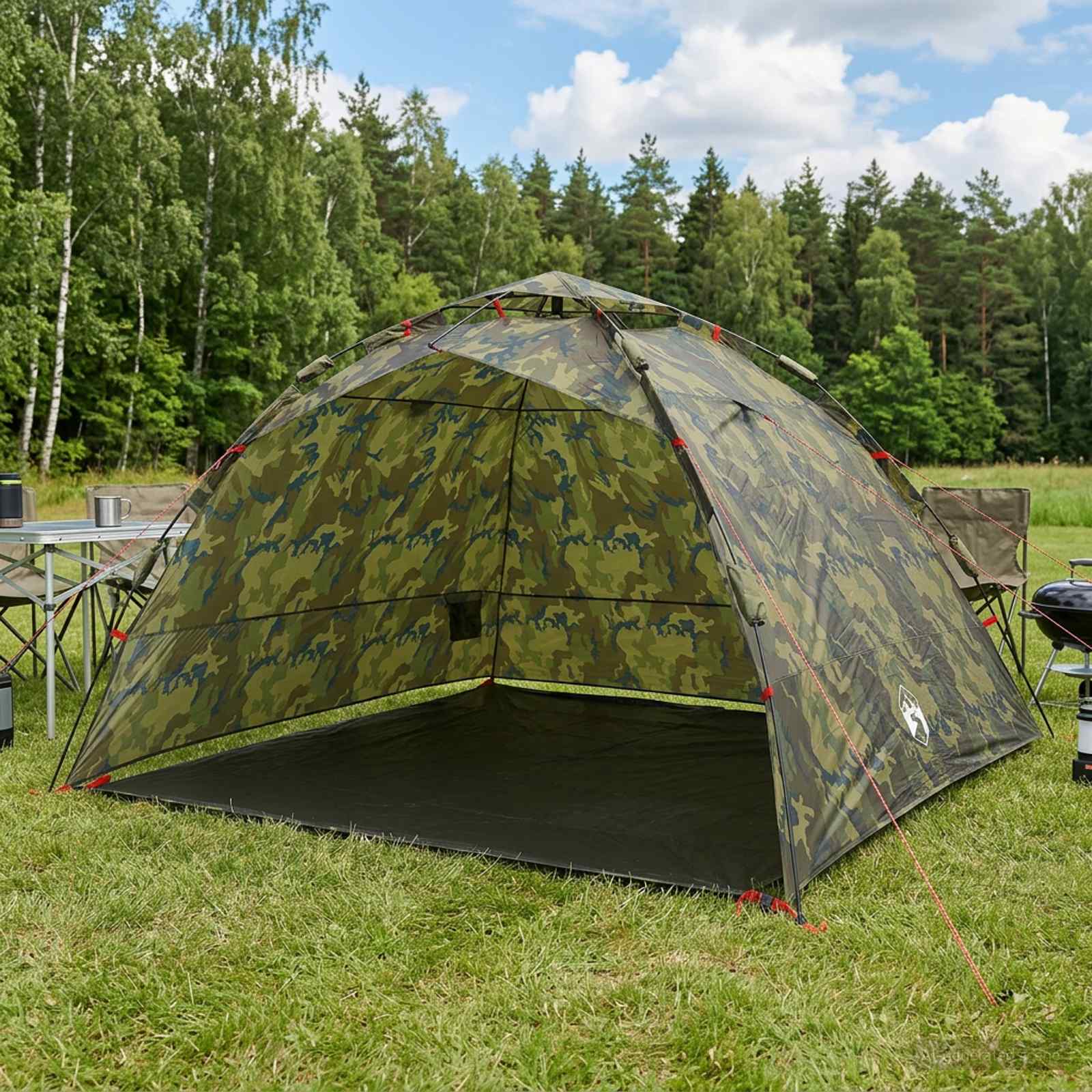 Angelzelt mit Schnellverschluss 4 Personen Helles Camouflage