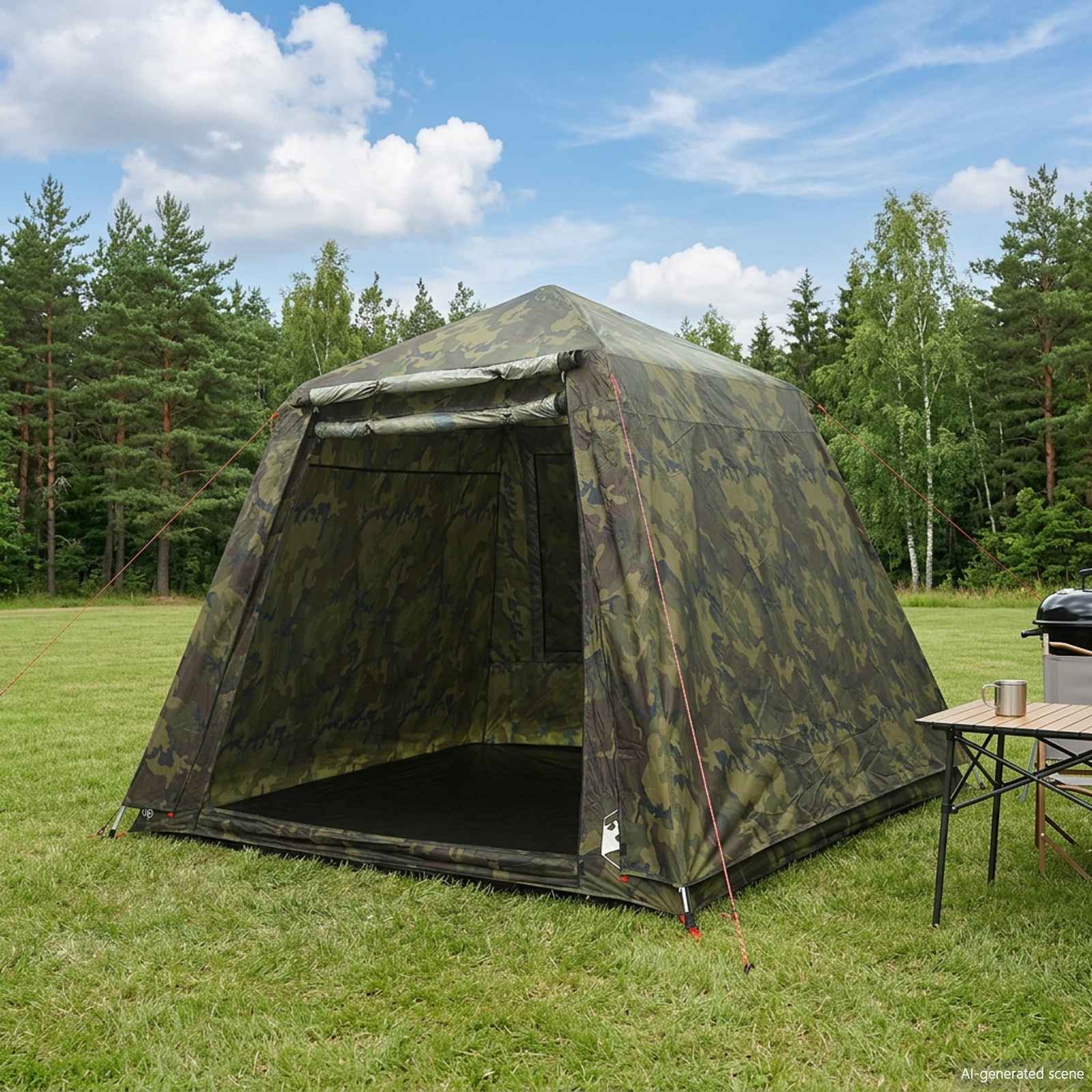 Angelzelt mit Schnellverschluss 4-Personen Helles Camouflage