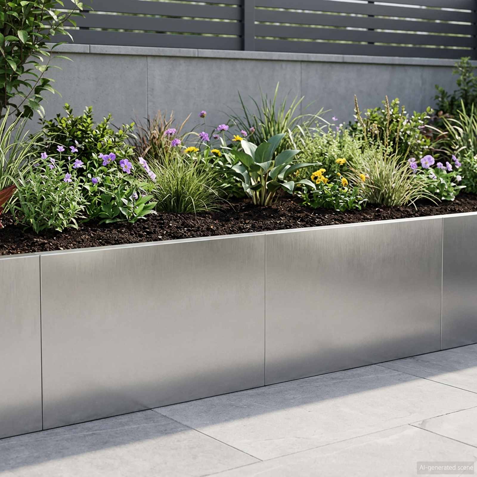 Stützmauer 2 stk. 60 x 12 x 40 cm Edelstahl Silber