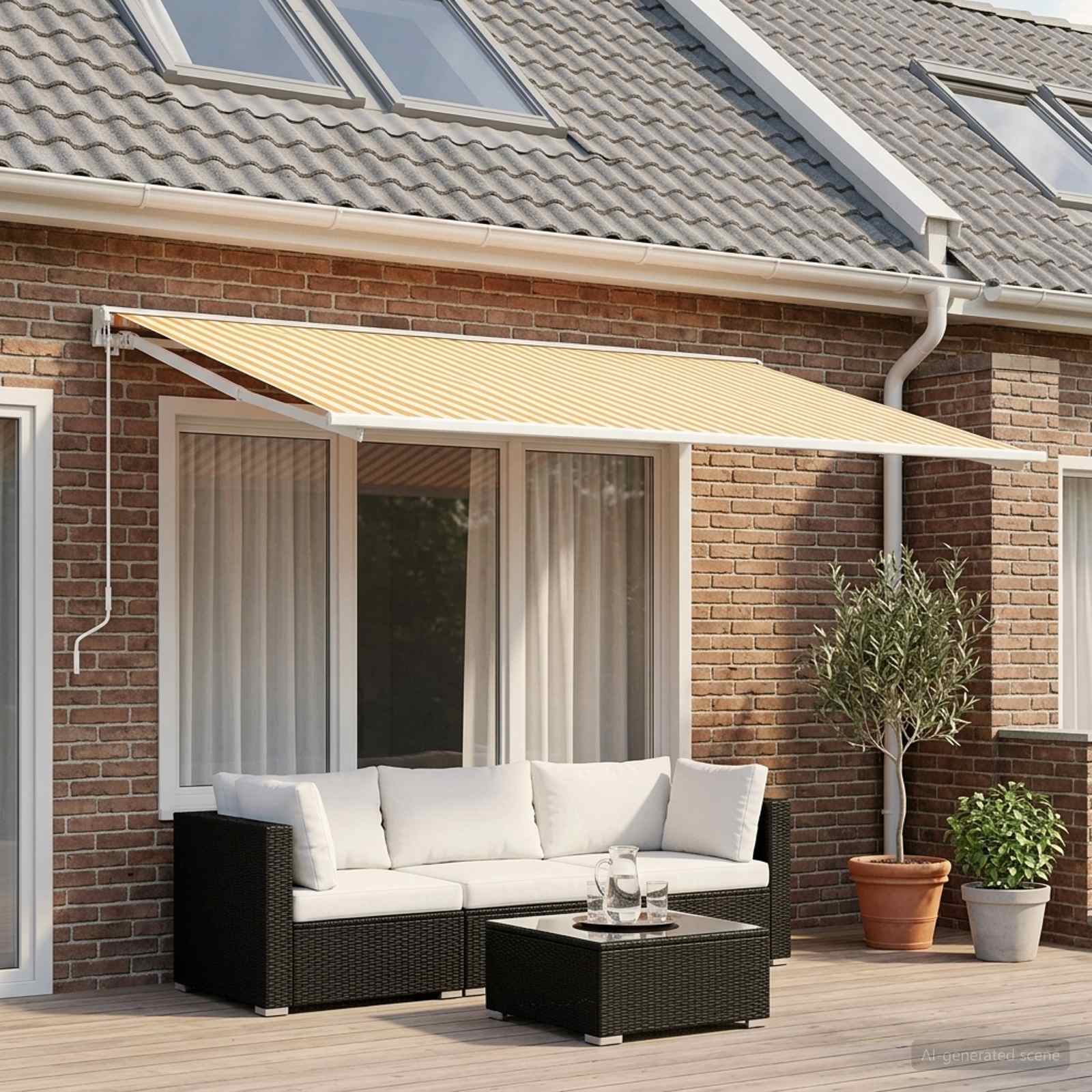 Markisenersatzstoff Gelb und Weiß 250 x 200 cm Polyester
