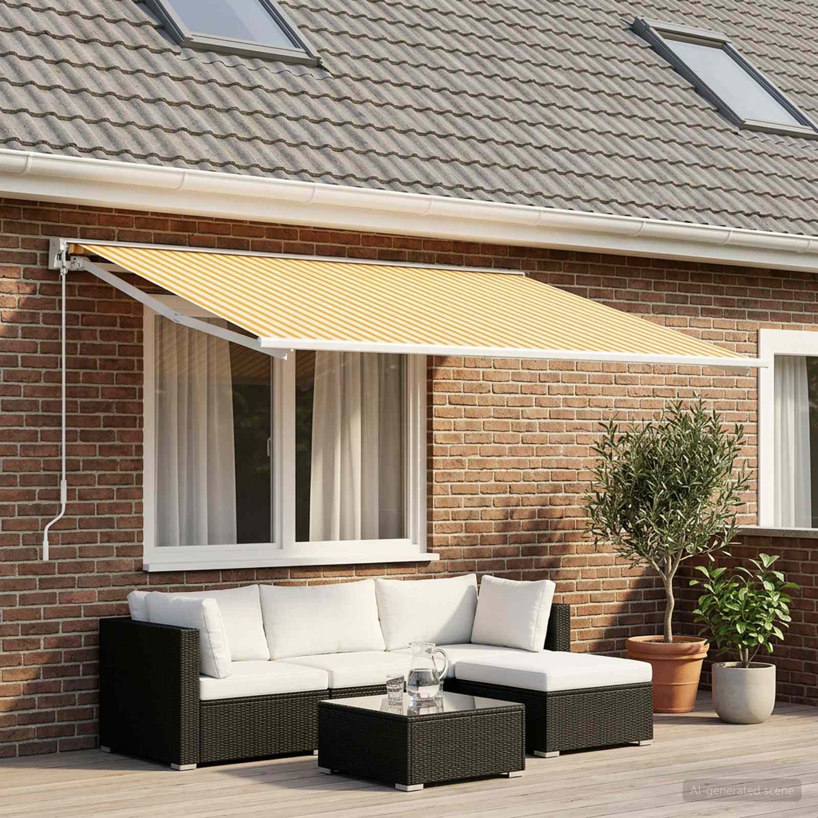 Markisenersatzstoff Gelb und Weiß 500 x 350 cm Polyester