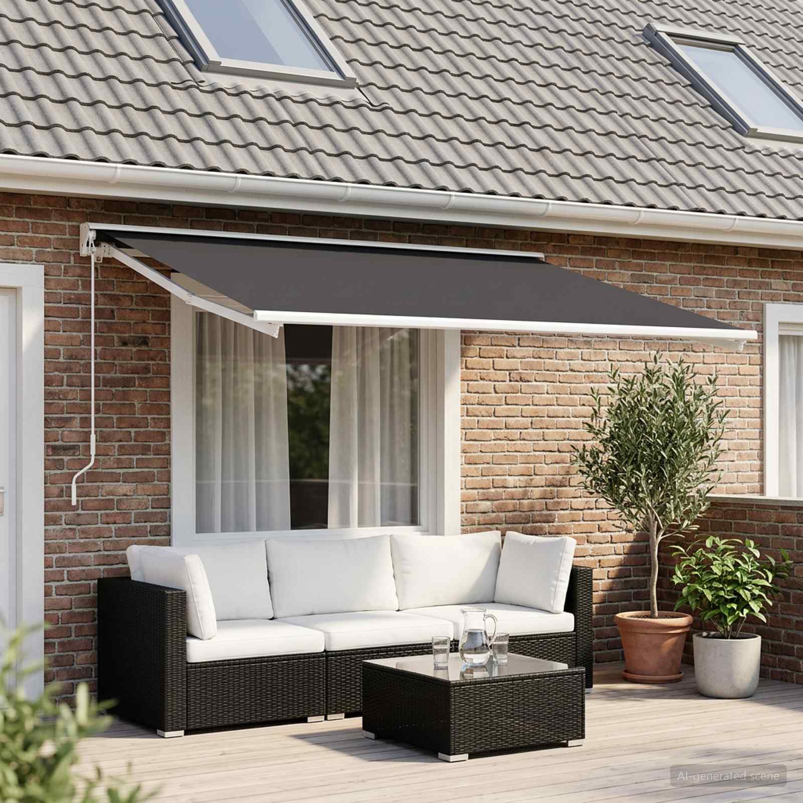 Markisenersatzstoff Anthrazit 400 x 350 cm Polyester