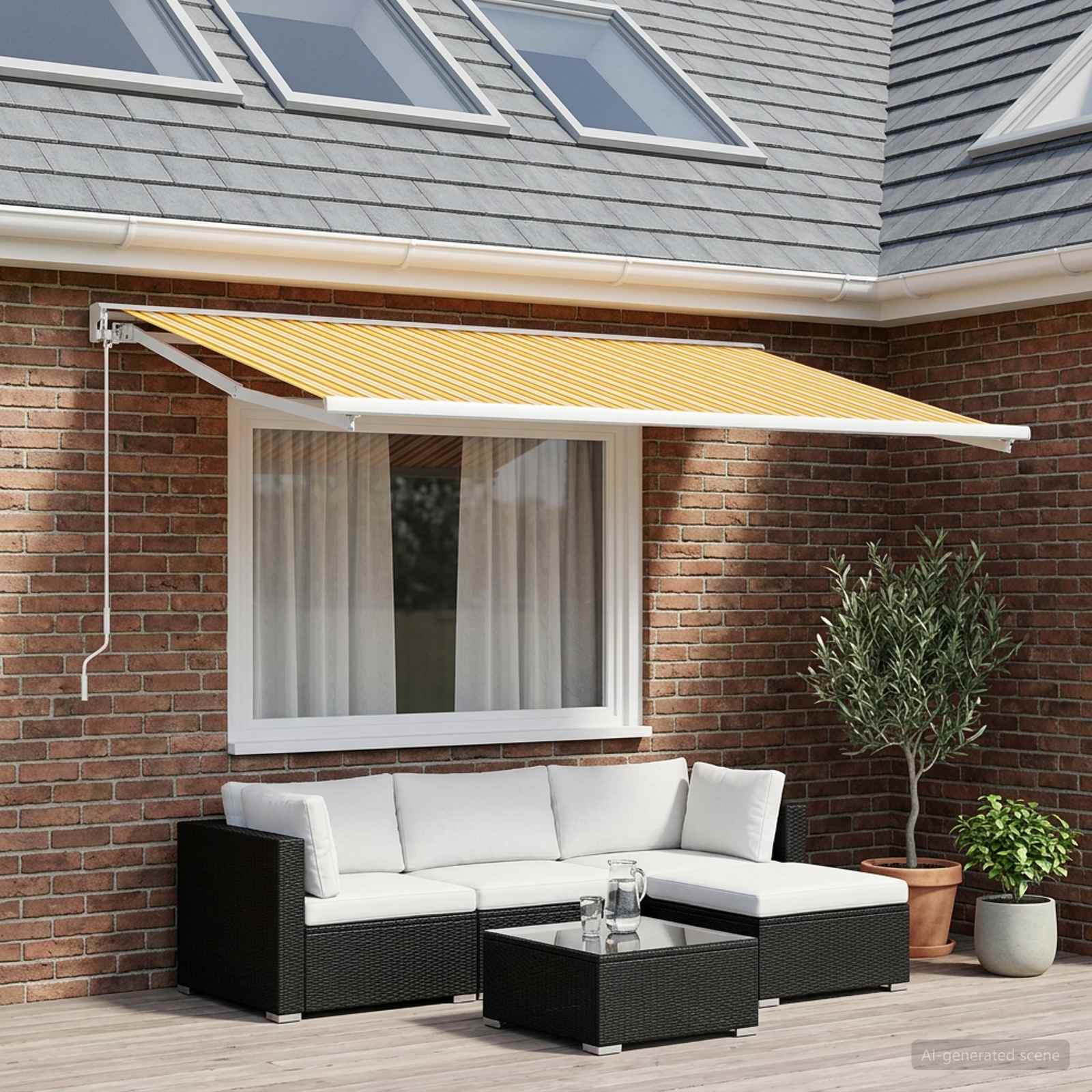 Markisenersatzstoff Orange und Schwarz 250 x 200 cm Polyester