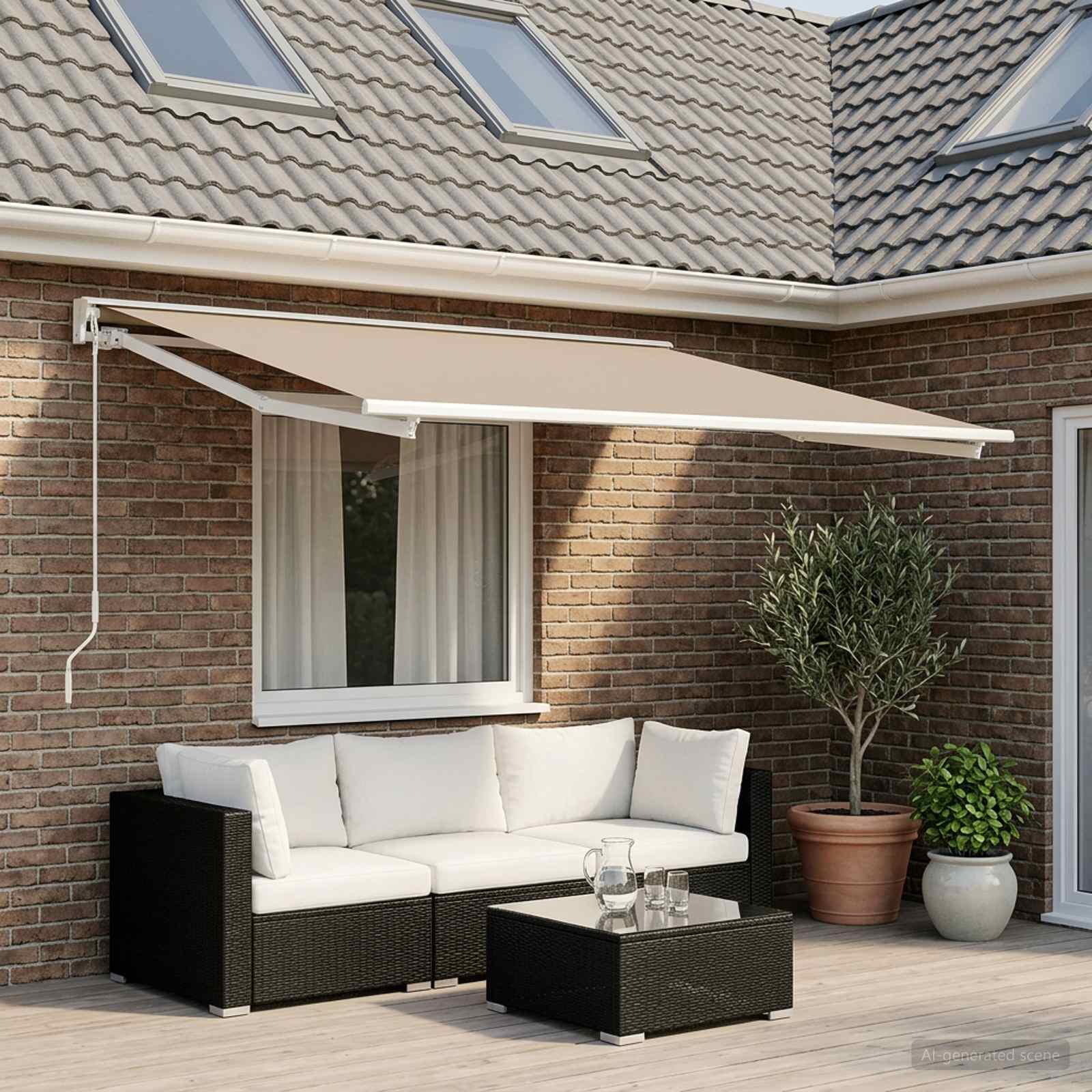 Markisenersatzstoff Beige 350 x 200 cm Polyester