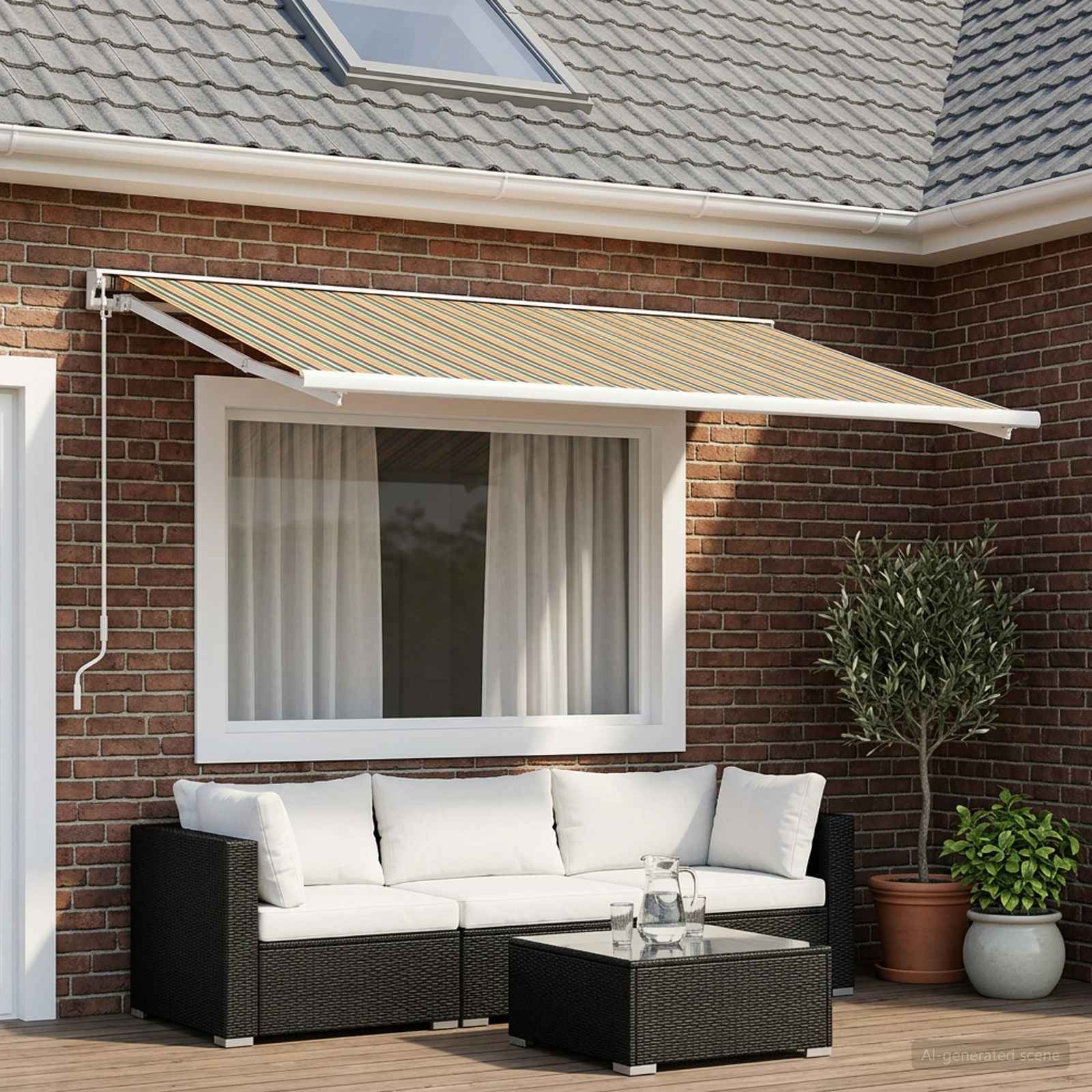 Markisenersatzstoff Grün und Gelb 600 x 300 cm Polyester