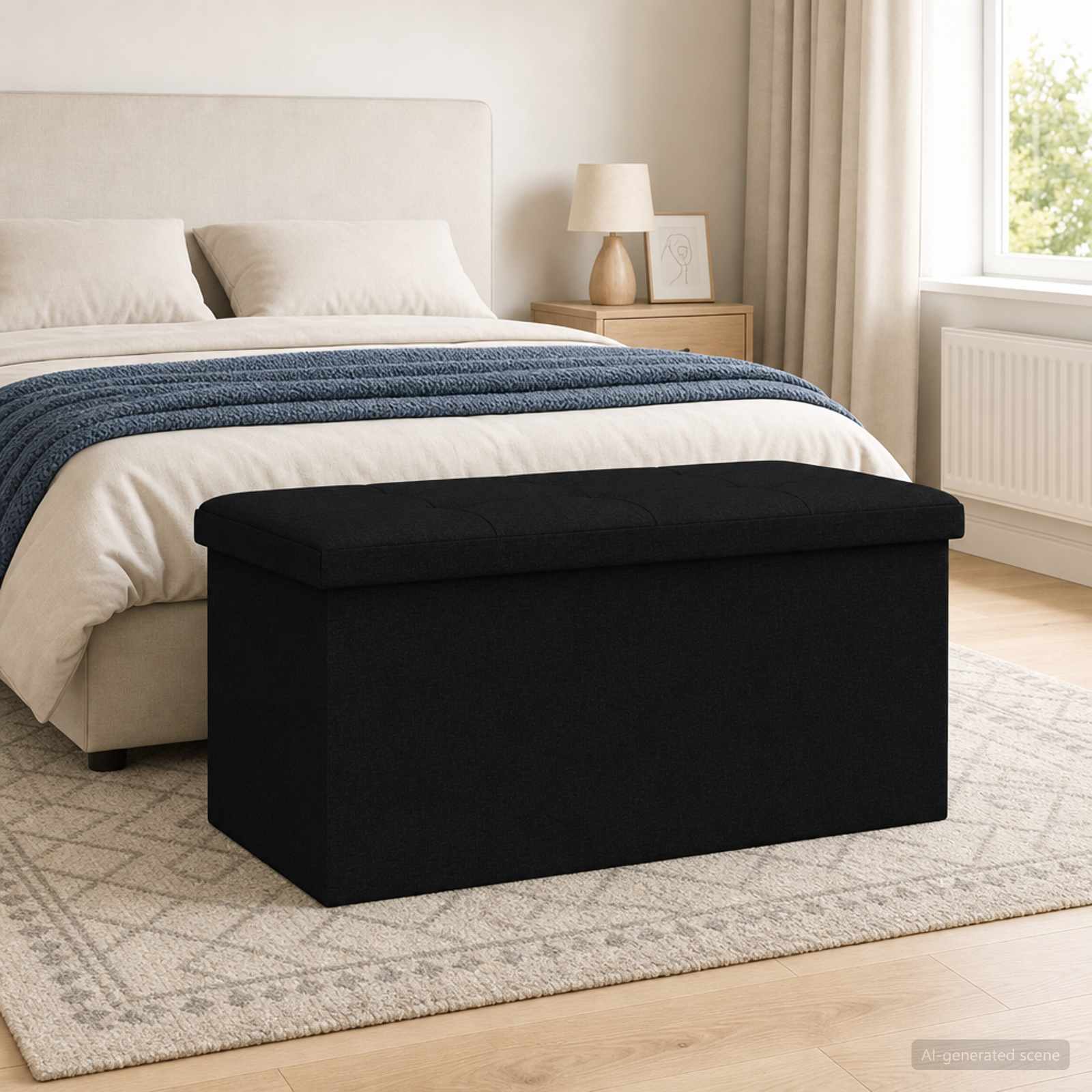 Klappbare Aufbewahrungsbank Schwarz 180 kg 80 L 77 x 38 x 38 cm