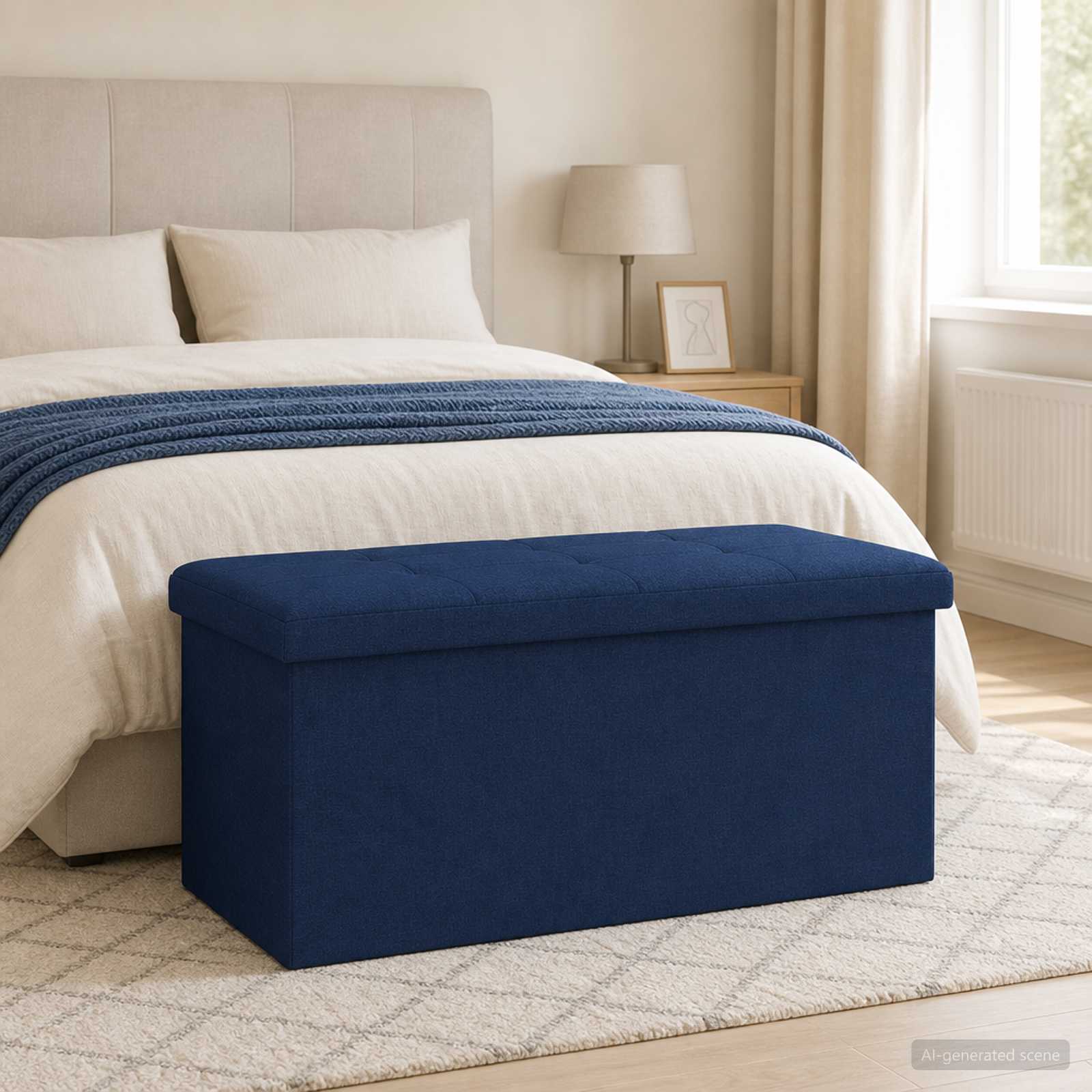 Klappbare Aufbewahrungsbank Blau 180 kg 80 L 77 x 38 x 38 cm