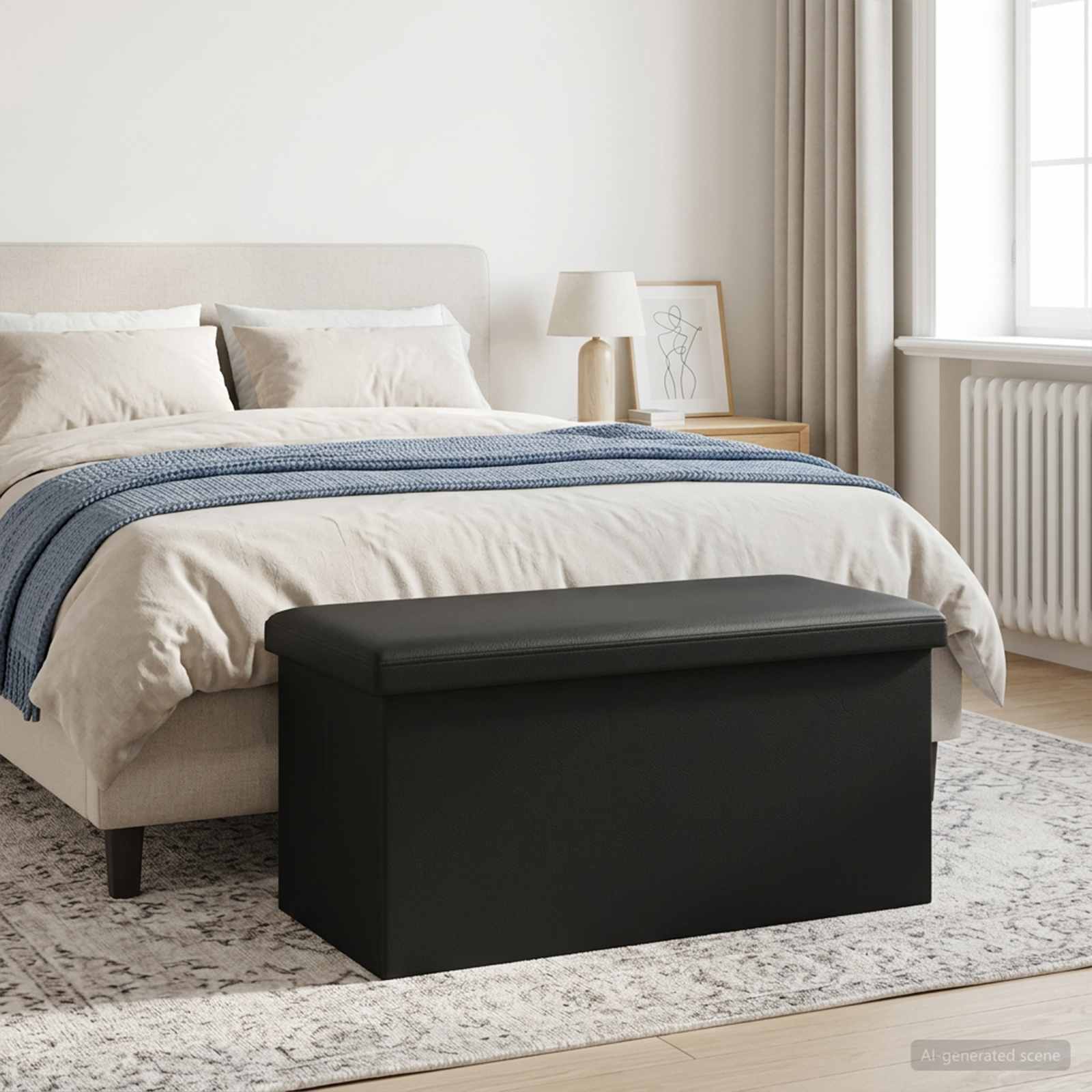 Klappbare Aufbewahrungsbank Schwarz 180 kg 80 L 77 x 38 x 38 cm