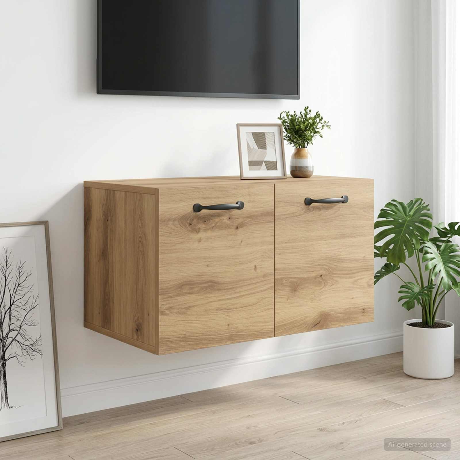 Wandschrank 60 x 36,5 x 35 cm Holzwerkstoff Artisan-Eiche