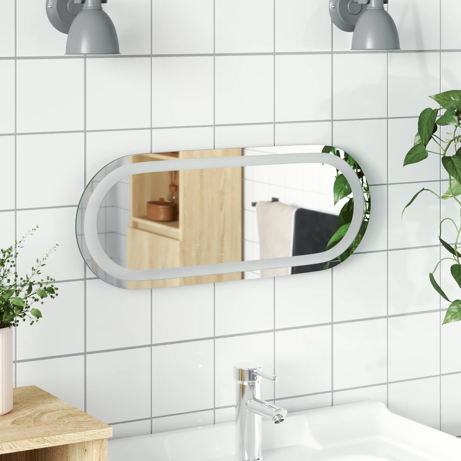 LED-Badezimmerspiegel Transparent 50 x 20 cm Gehärtetes Glas