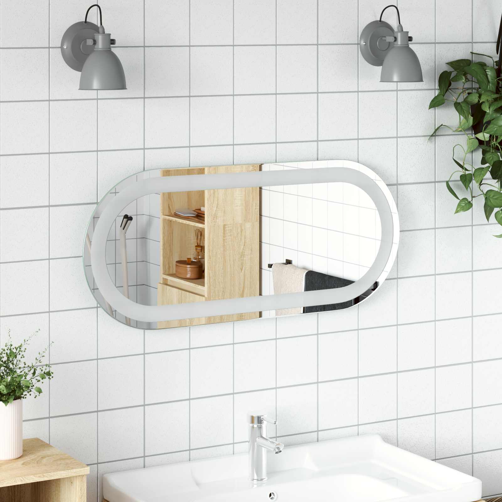 LED-Badezimmerspiegel Transparent 70 x 30 cm Gehärtetes Glas