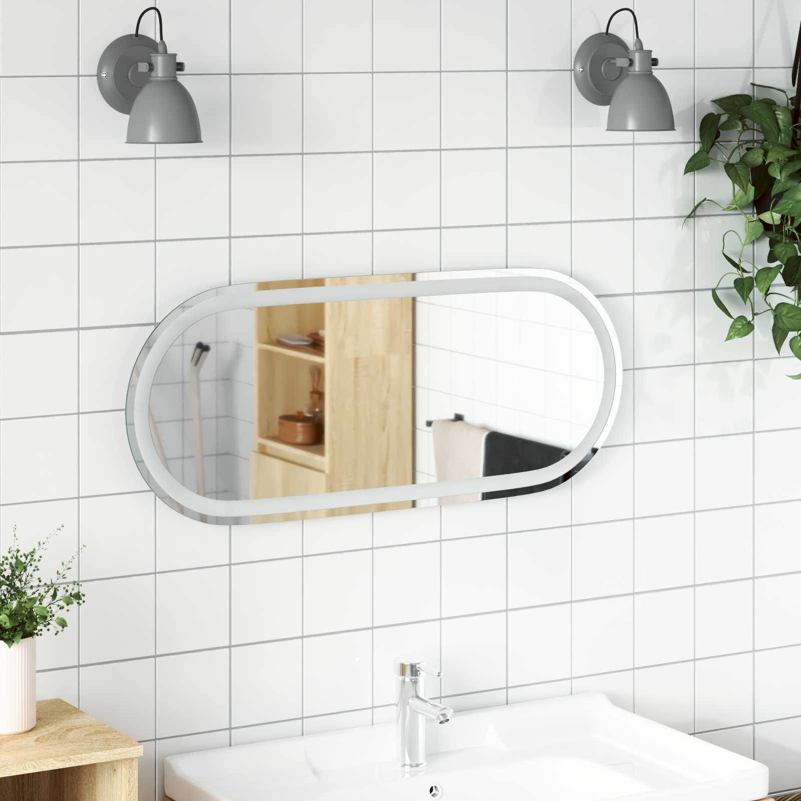 LED-Badezimmerspiegel Transparent 80 x 35 cm Gehärtetes Glas