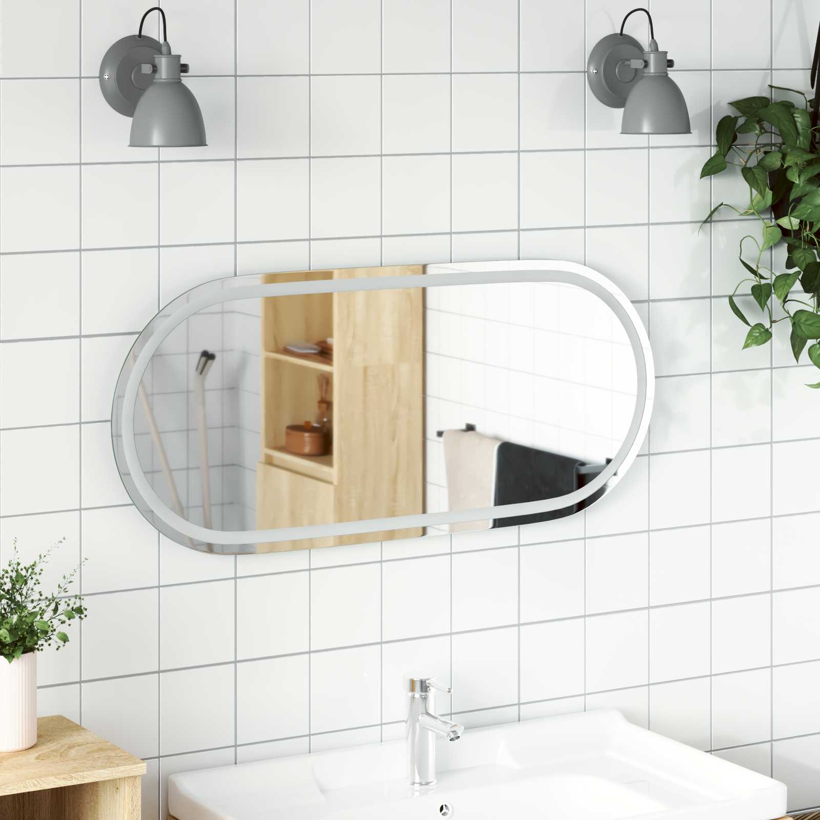 LED-Badezimmerspiegel Transparent 100 x 45 cm Gehärtetes Glas