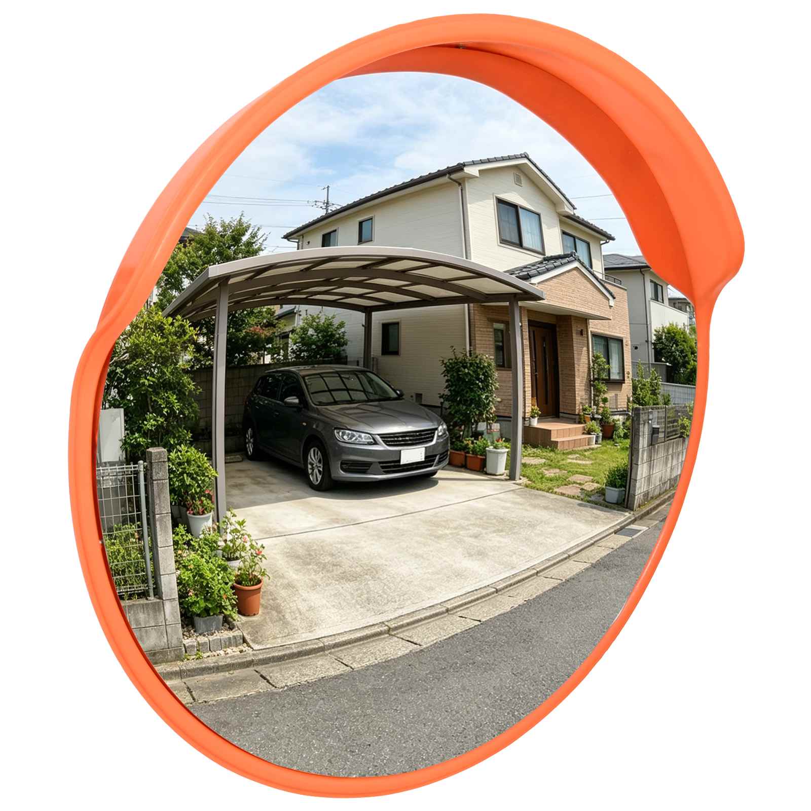 Outdoor konvexer Verkehrsspiegel Orange Ø75 cm Polycarbonat