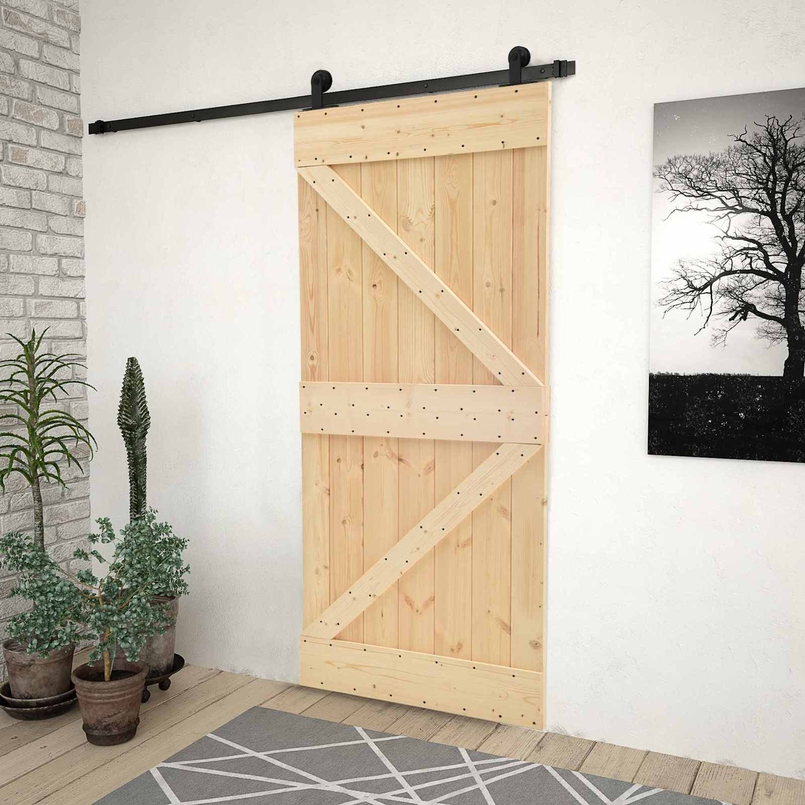 Schiebetür 80 x 210 cm Massives Kiefernholz