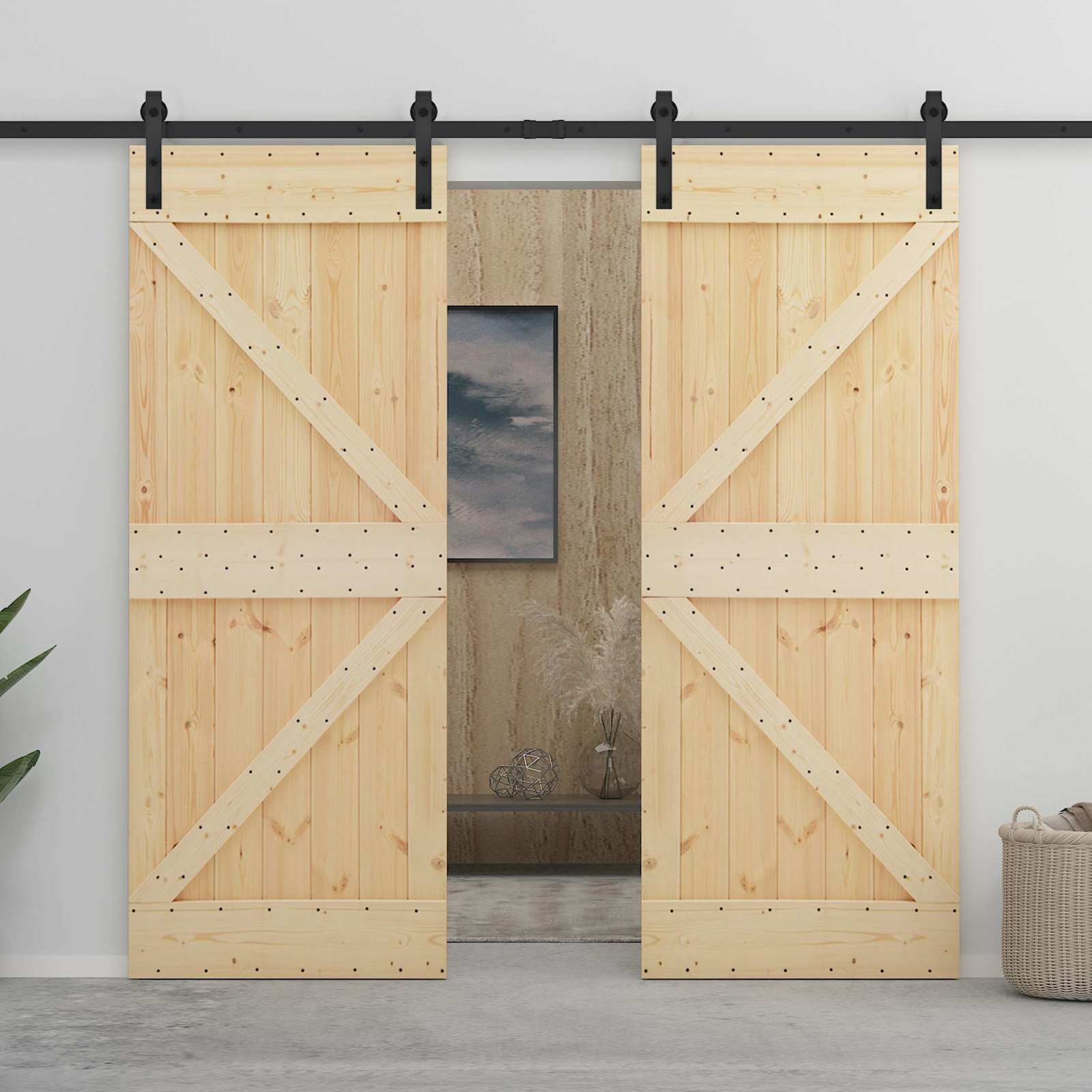 Schiebetür 2 stk. 80 x 210 cm Massives Kiefernholz
