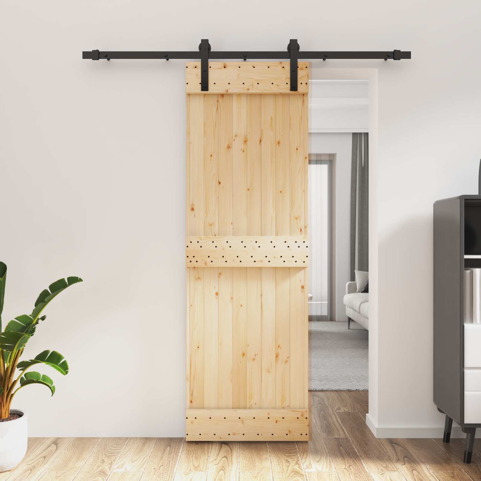 Schiebetür 70 x 210 cm Massivkiefer (Unbehandelt)