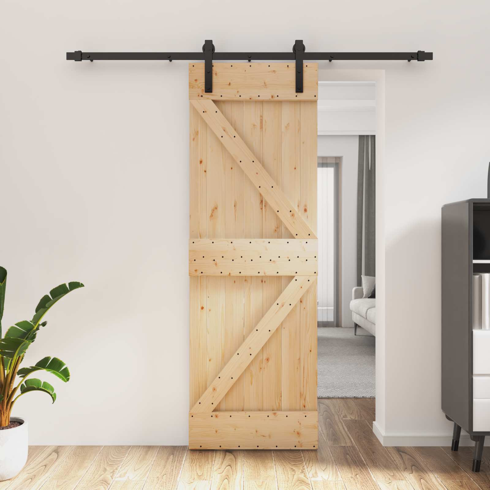 Schiebetür 70 x 210 cm Massivkiefer (Unbehandelt)