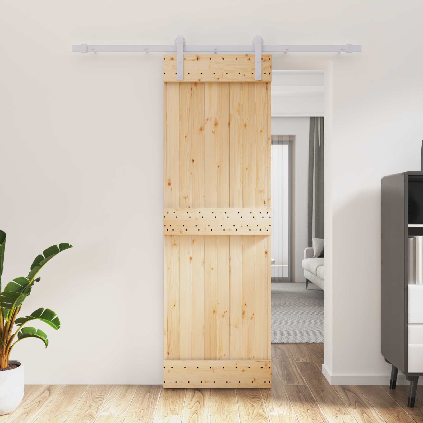 Schiebetür 70 x 210 cm Massivkiefer (Unbehandelt)