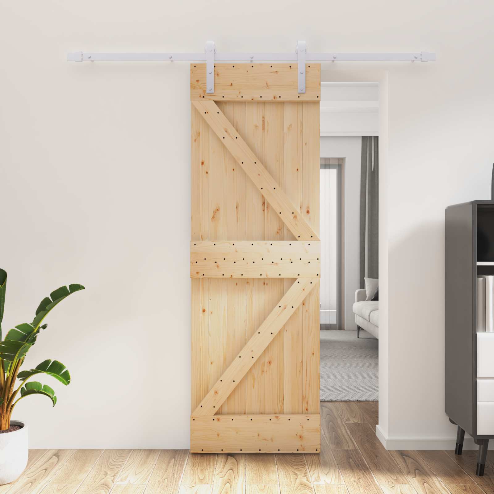 Schiebetür 70 x 210 cm Massivkiefer (Unbehandelt)
