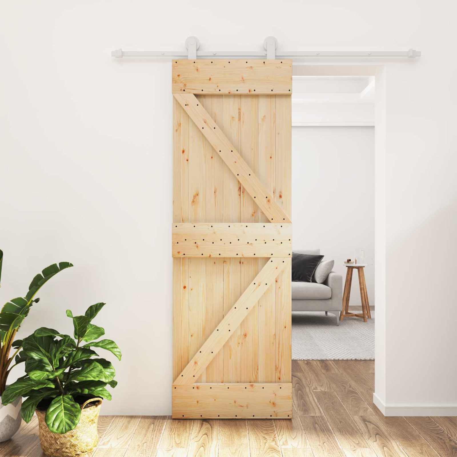 Schiebetür 70 x 210 cm Massivkiefer (Unbehandelt)
