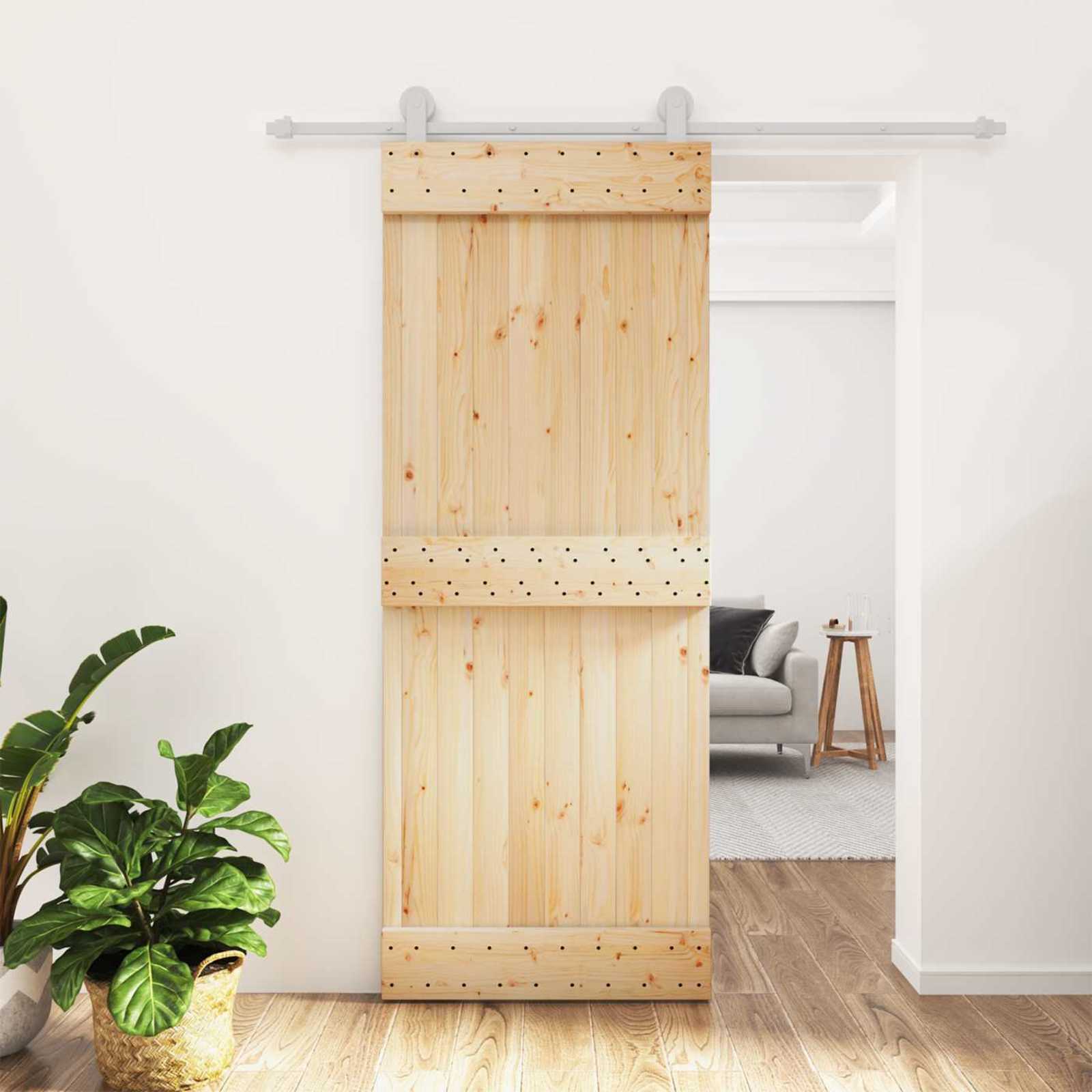 Schiebetür 80 x 210 cm Massivkiefer (Unbehandelt)