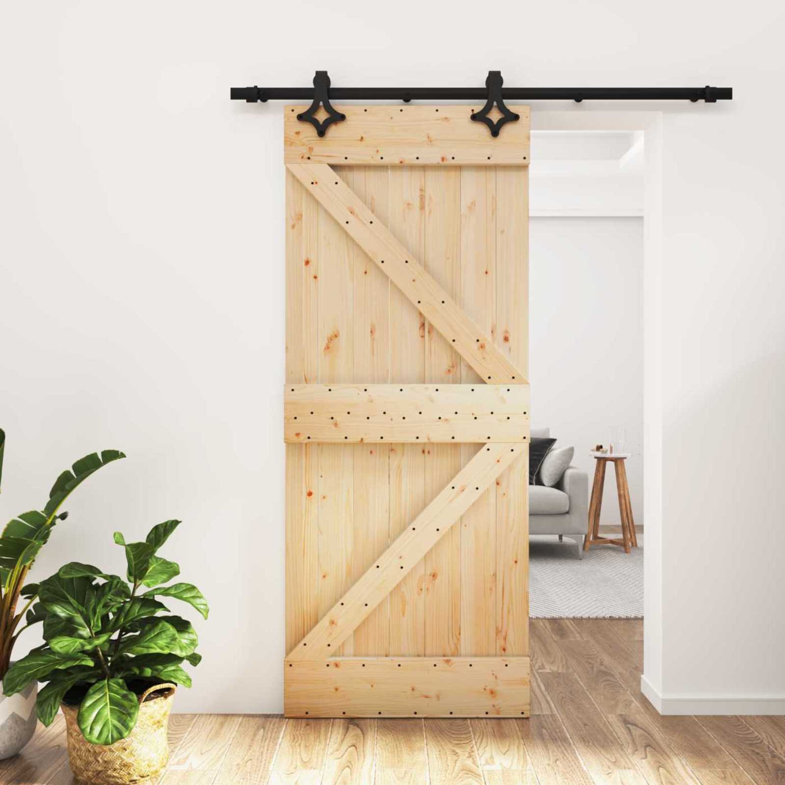Schiebetür 85 x 210 cm Massivkiefer (Unbehandelt)
