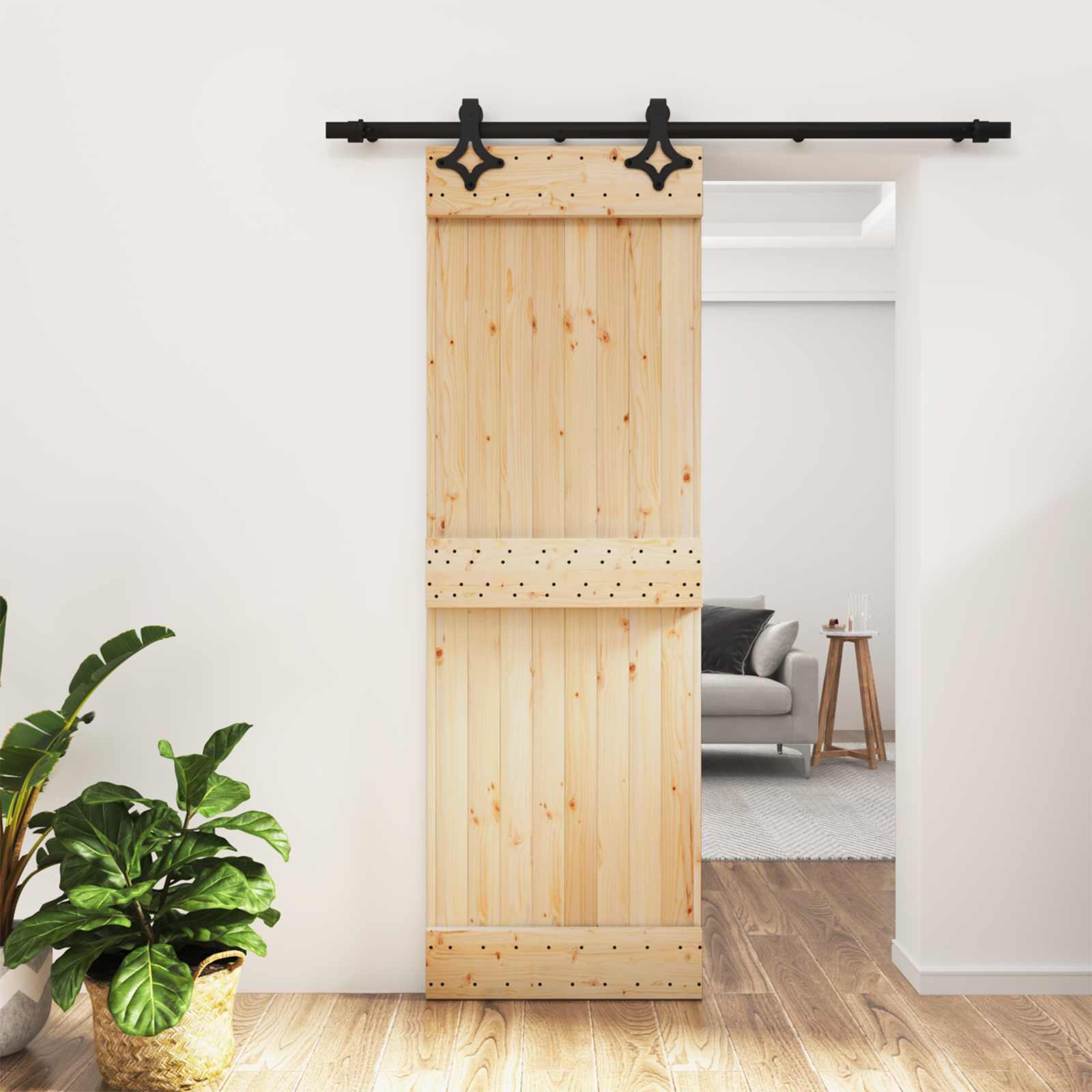 Schiebetür 70 x 210 cm Massivkiefer (Unbehandelt)