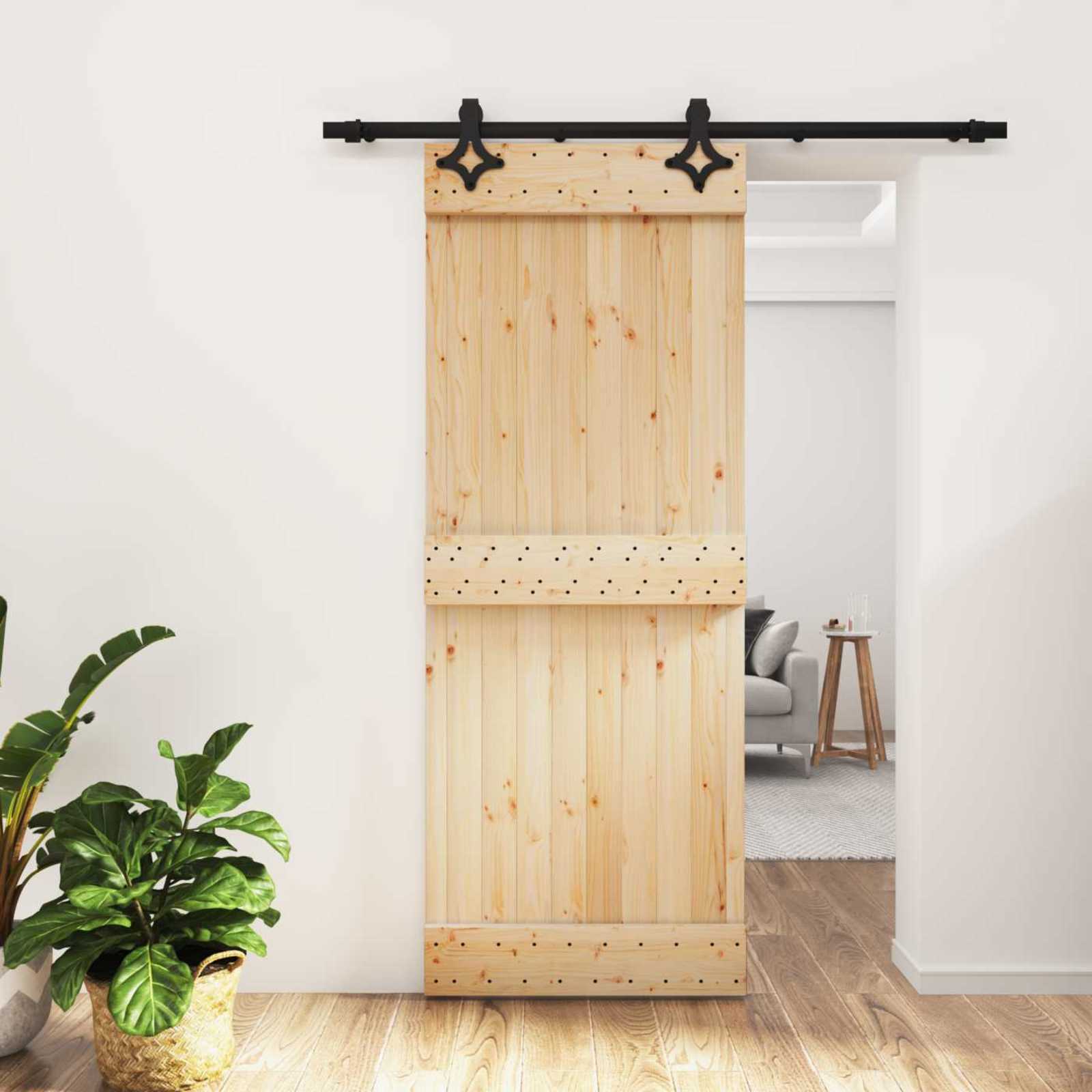Schiebetür 80 x 210 cm Massivkiefer (Unbehandelt)