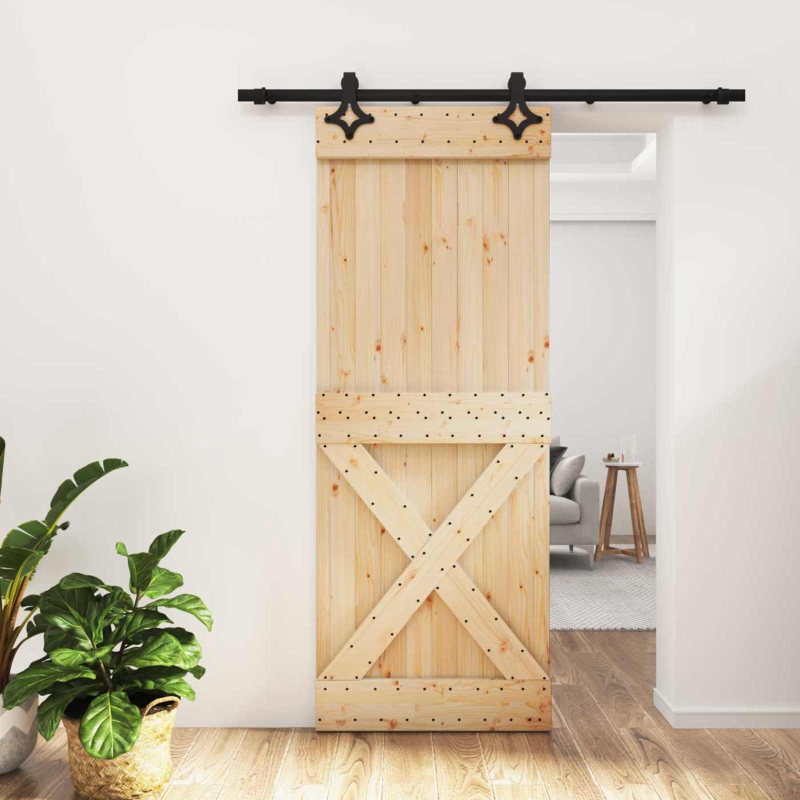 Schiebetür 80 x 210 cm Massivkiefer (Unbehandelt)