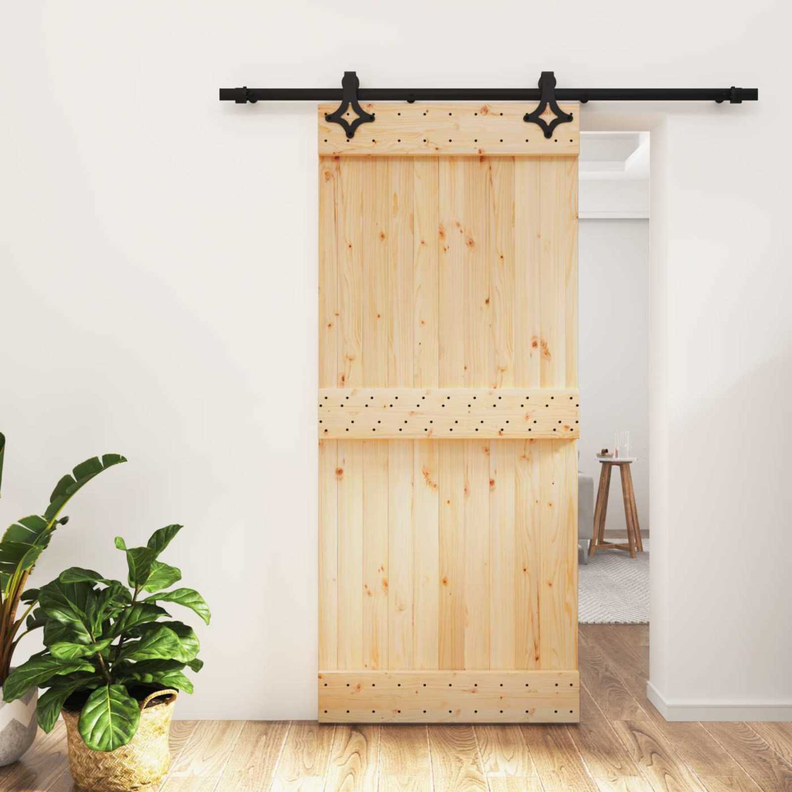 Schiebetür 90 x 210 cm Massivkiefer (Unbehandelt)