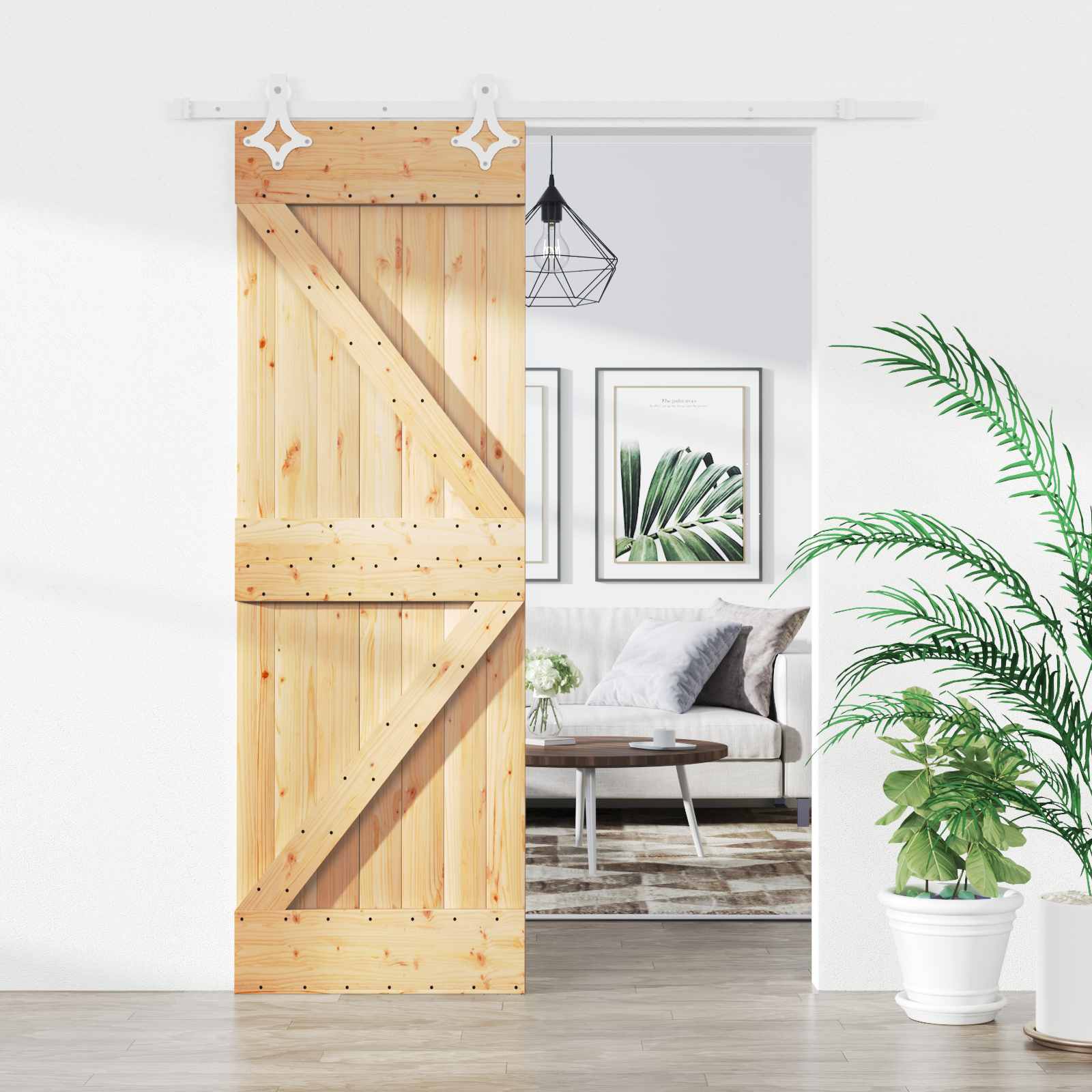 Schiebetür 70 x 210 cm Massivkiefer (Unbehandelt)